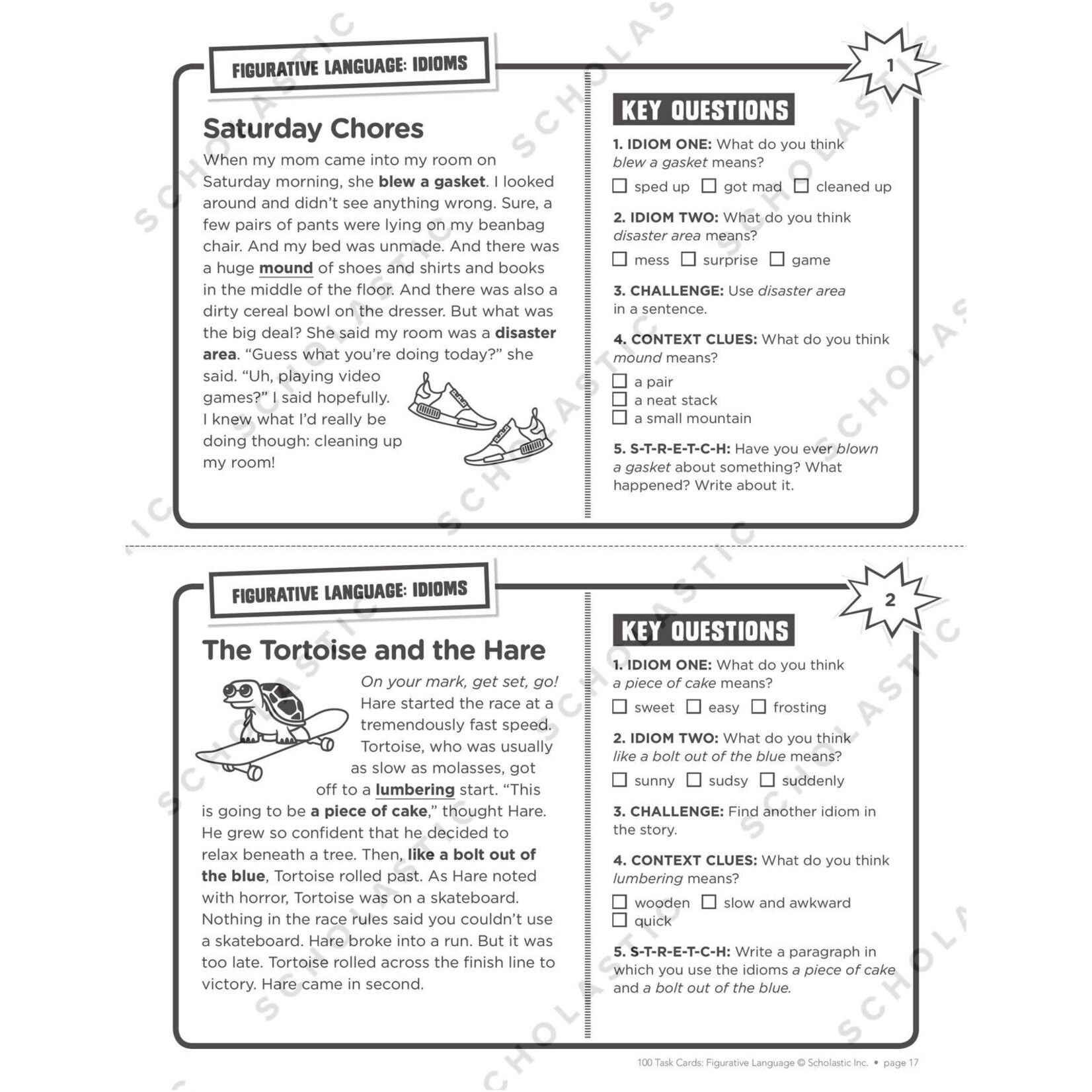 SCHOLASTIC TEACHING RESOURCES 100 Task Cards: Figurative Language
