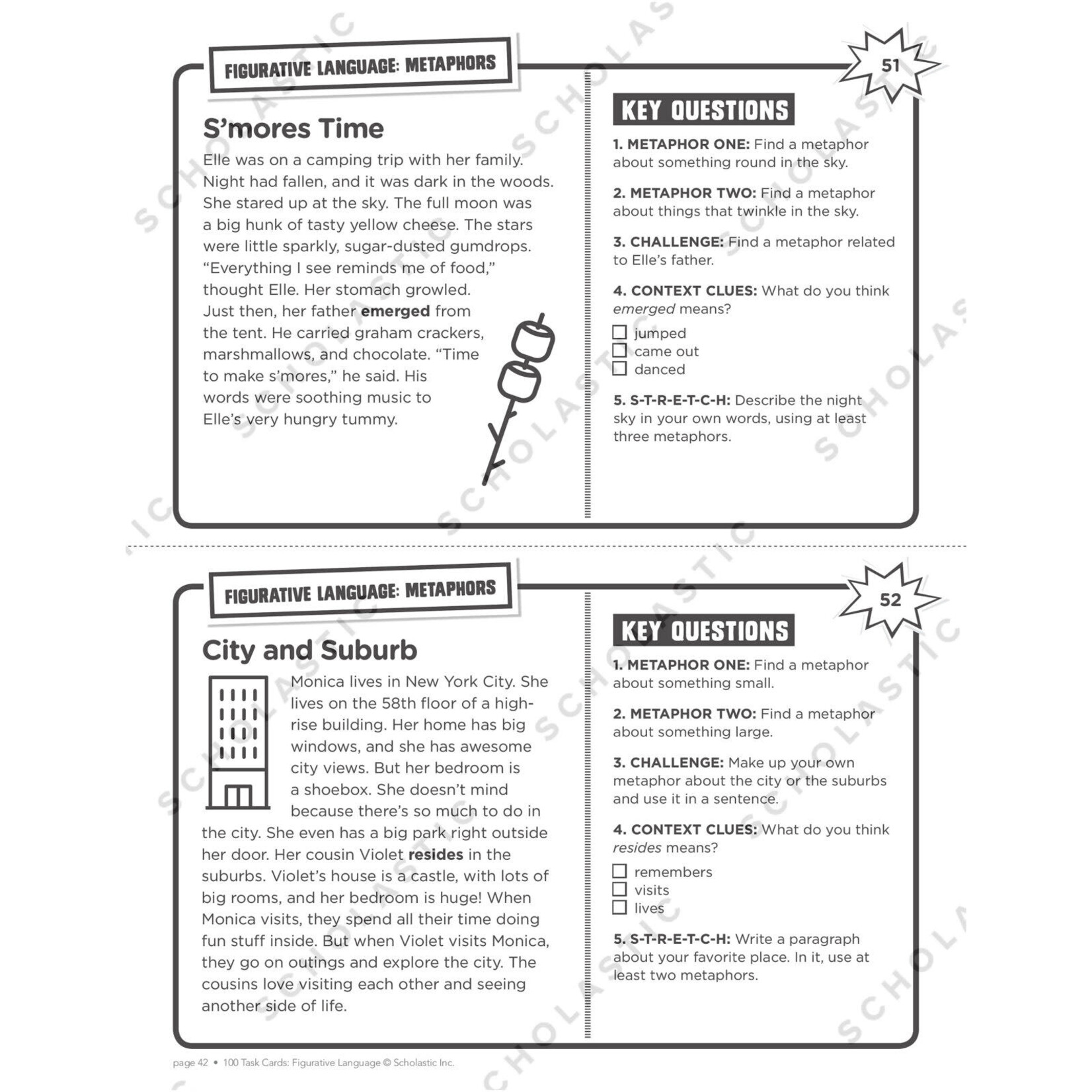 SCHOLASTIC TEACHING RESOURCES 100 Task Cards: Figurative Language