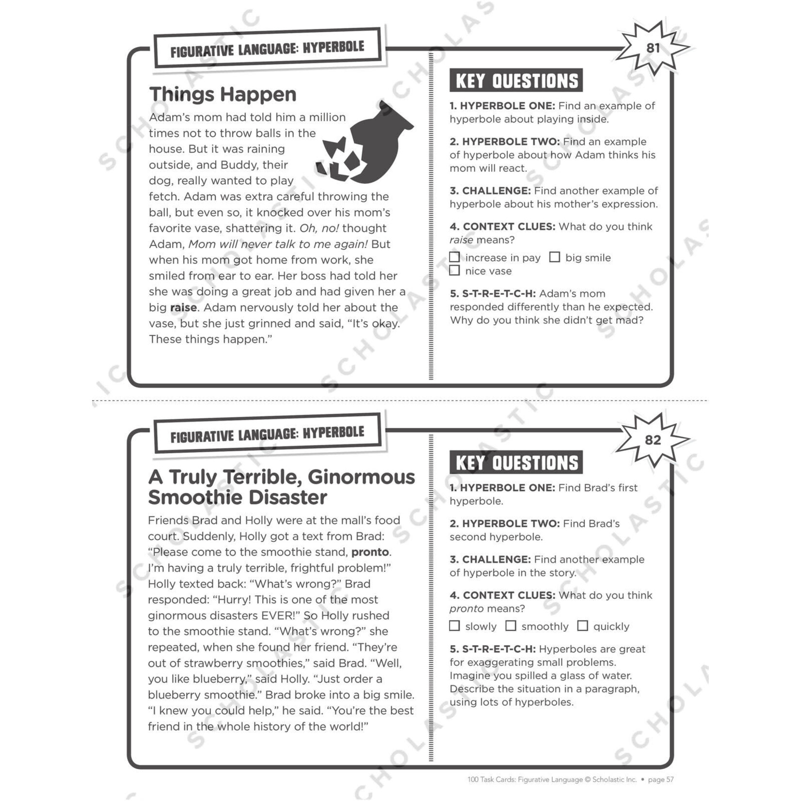 SCHOLASTIC TEACHING RESOURCES 100 Task Cards: Figurative Language