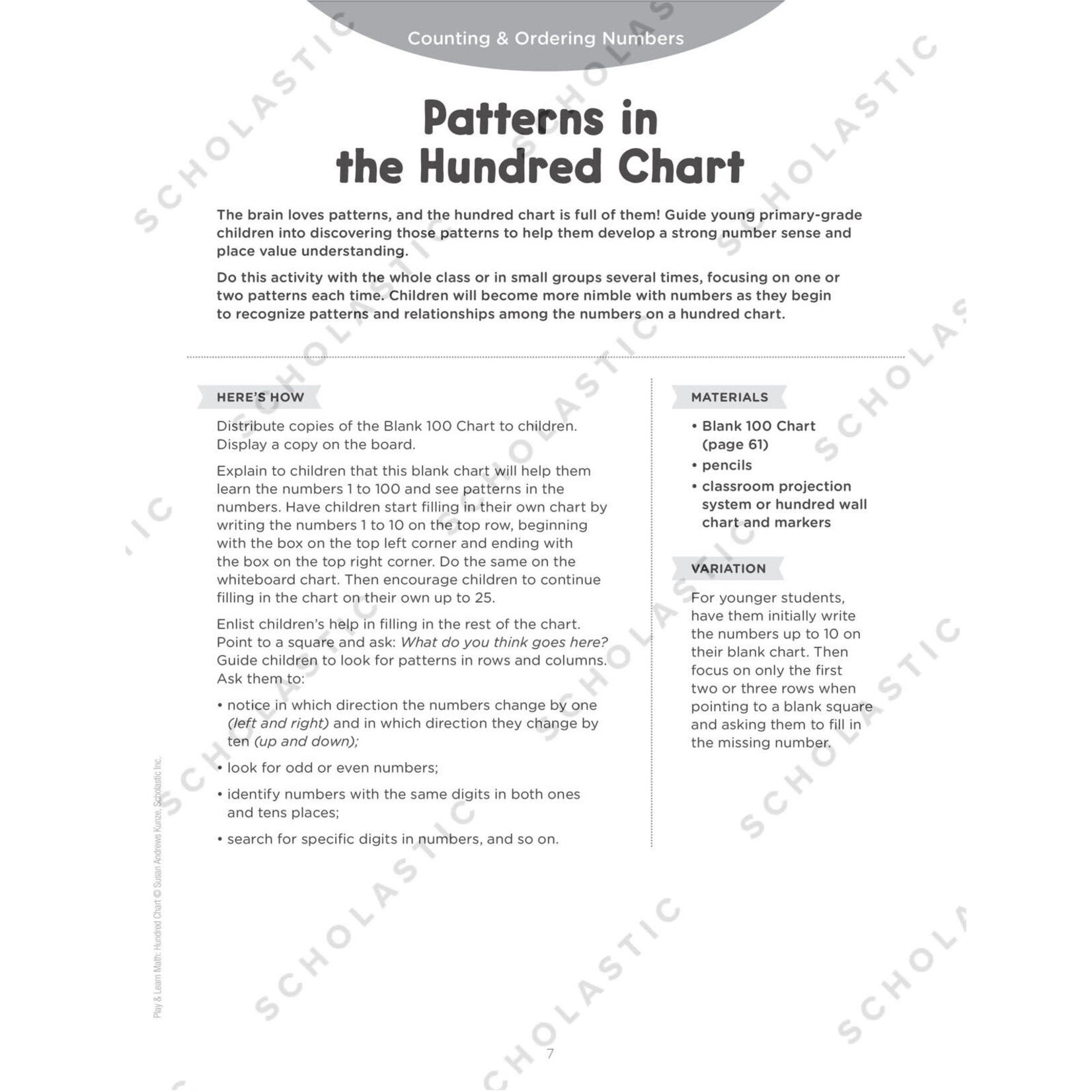 SCHOLASTIC TEACHING RESOURCES Play & Learn Math: Hundred Chart