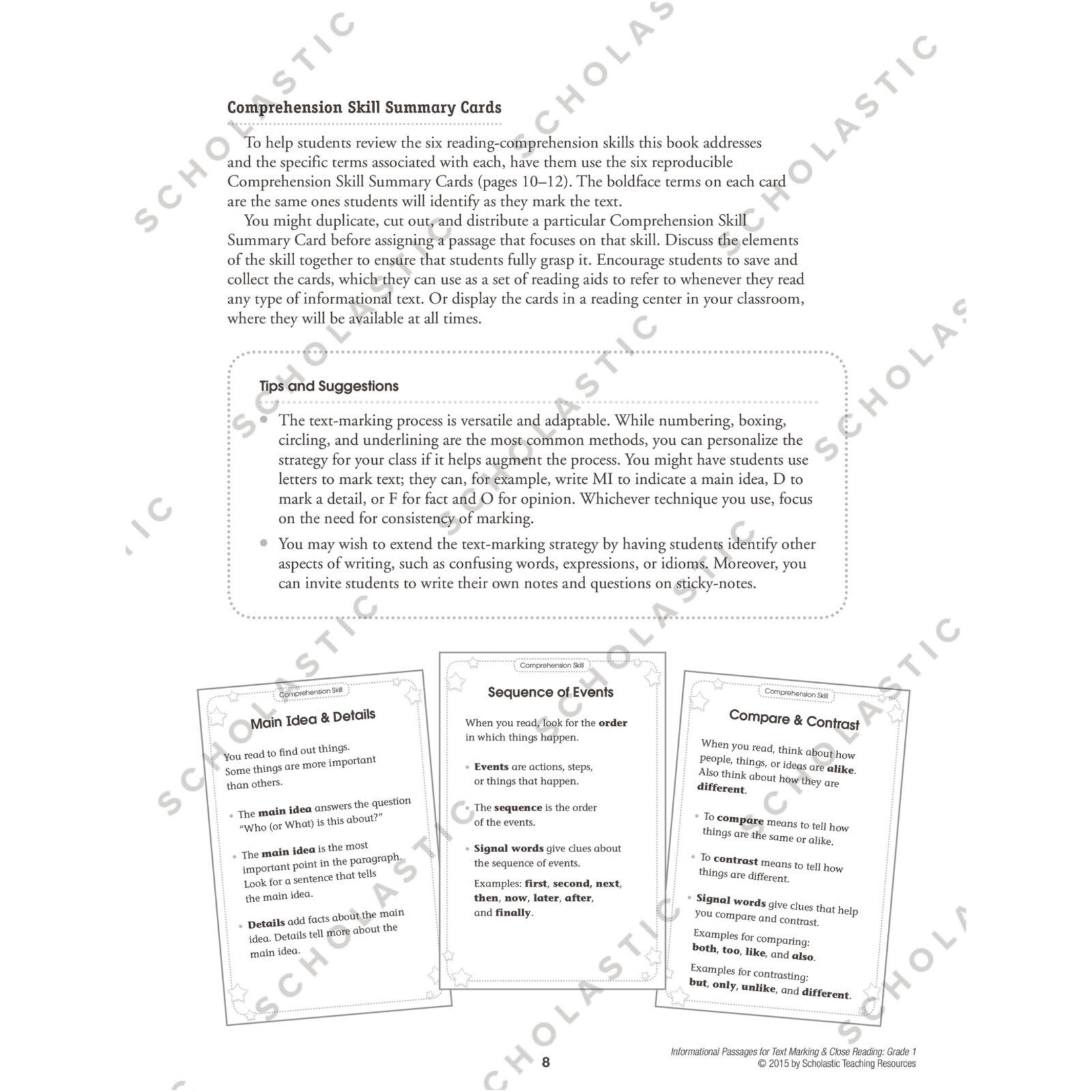 SCHOLASTIC TEACHING RESOURCES Informational Passages for Text Marking & Close Reading: Grade 1