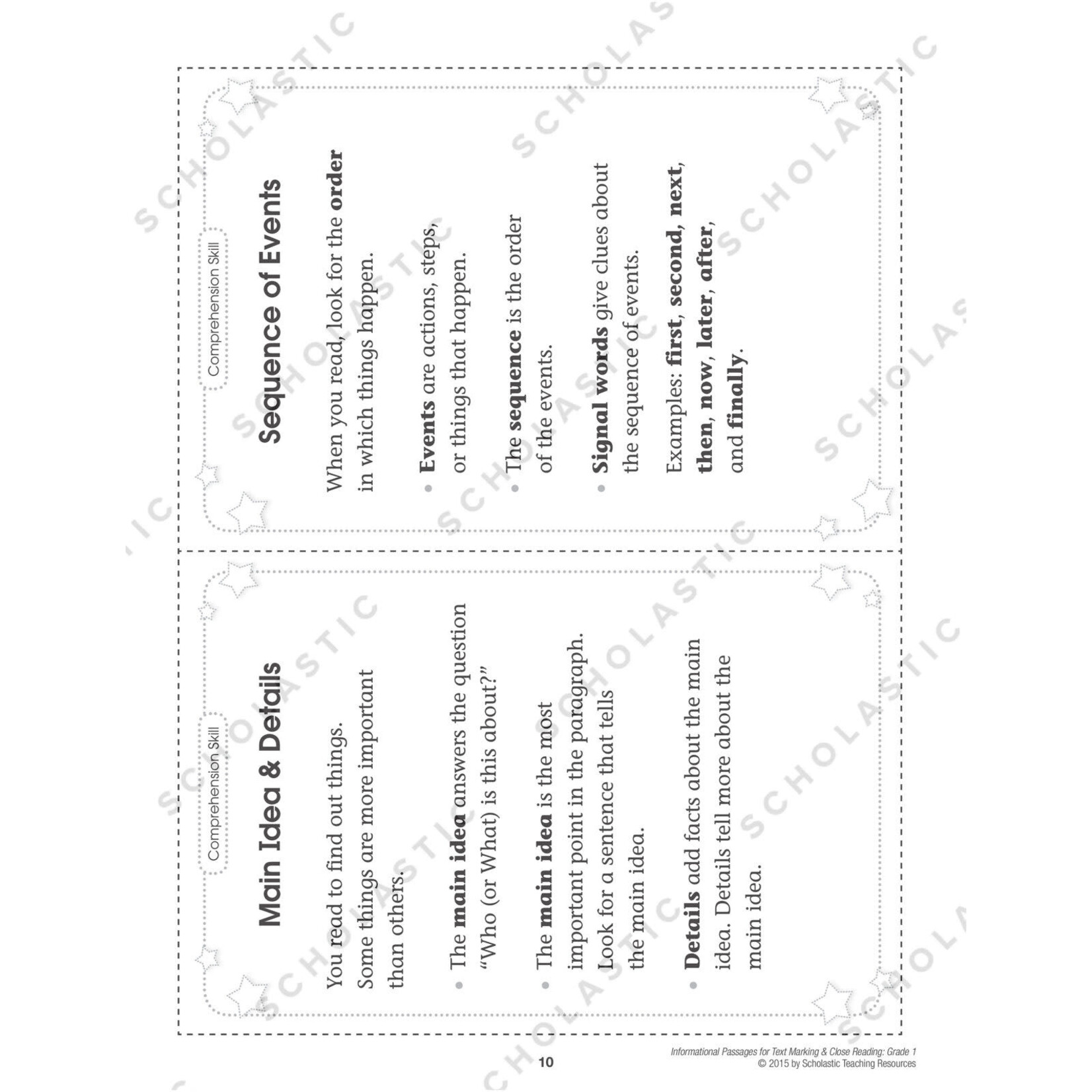 SCHOLASTIC TEACHING RESOURCES Informational Passages for Text Marking & Close Reading: Grade 1