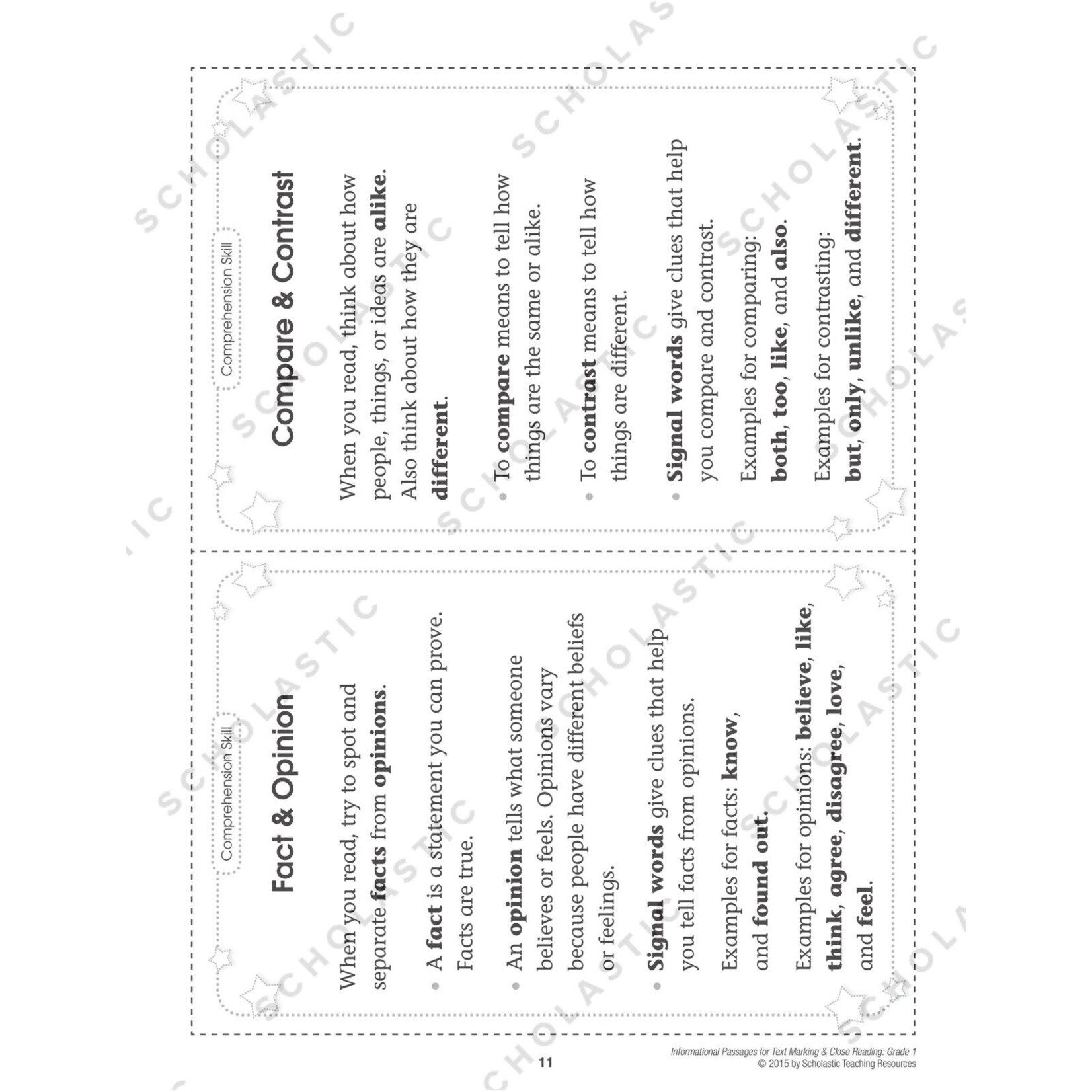SCHOLASTIC TEACHING RESOURCES Informational Passages for Text Marking & Close Reading: Grade 1