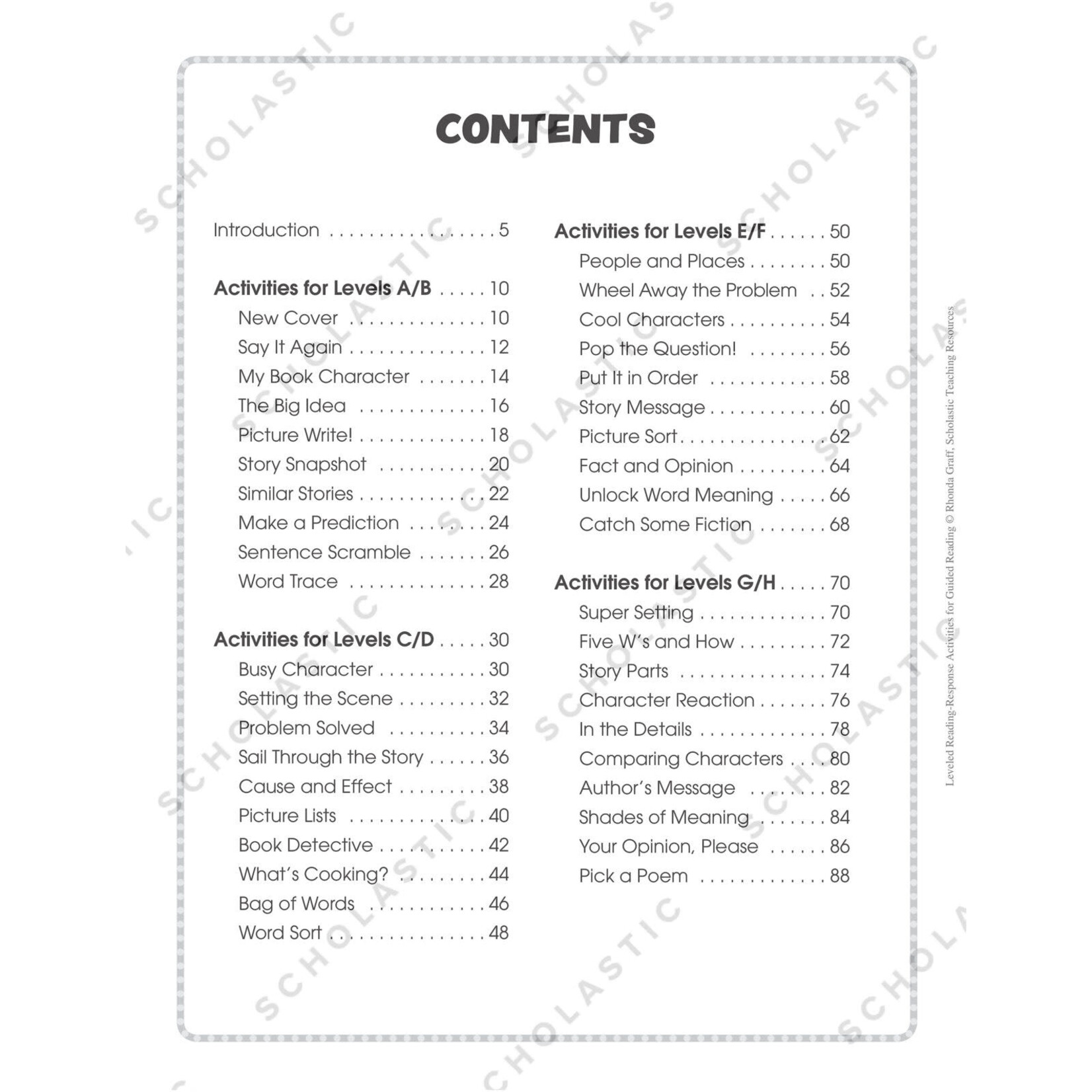 SCHOLASTIC TEACHING RESOURCES Leveled Reading-Response Activities for Guided Reading
