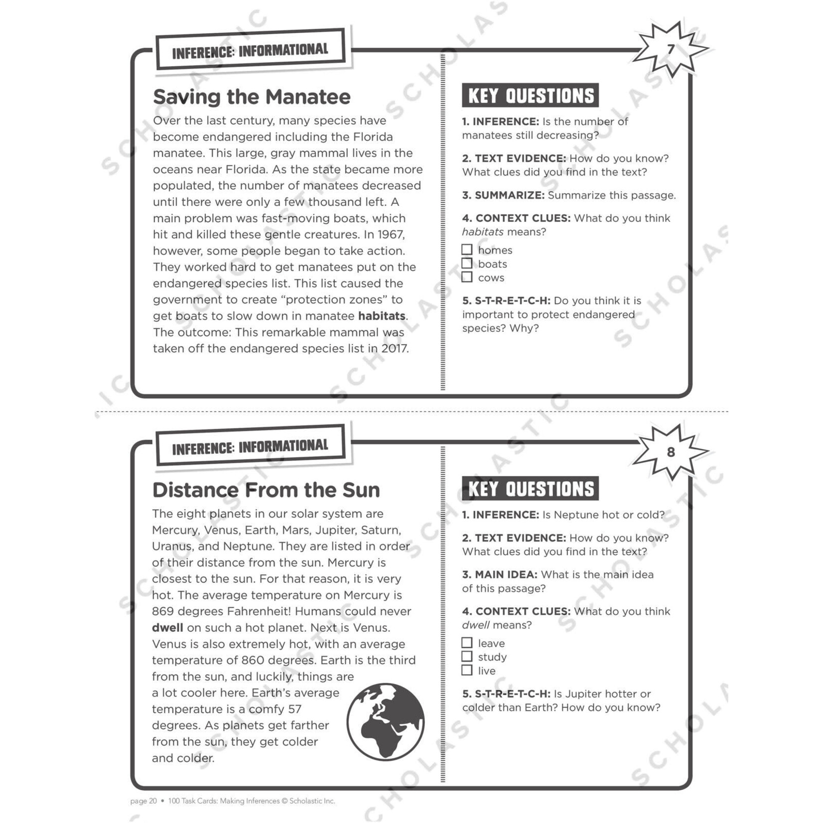 SCHOLASTIC TEACHING RESOURCES 100 Task Cards: Making Inferences