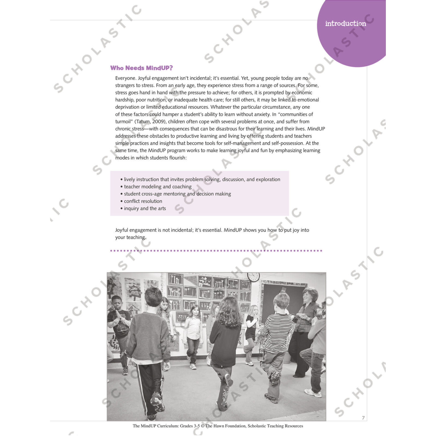 SCHOLASTIC TEACHING RESOURCES The MindUP Curriculum: Grades 3-5