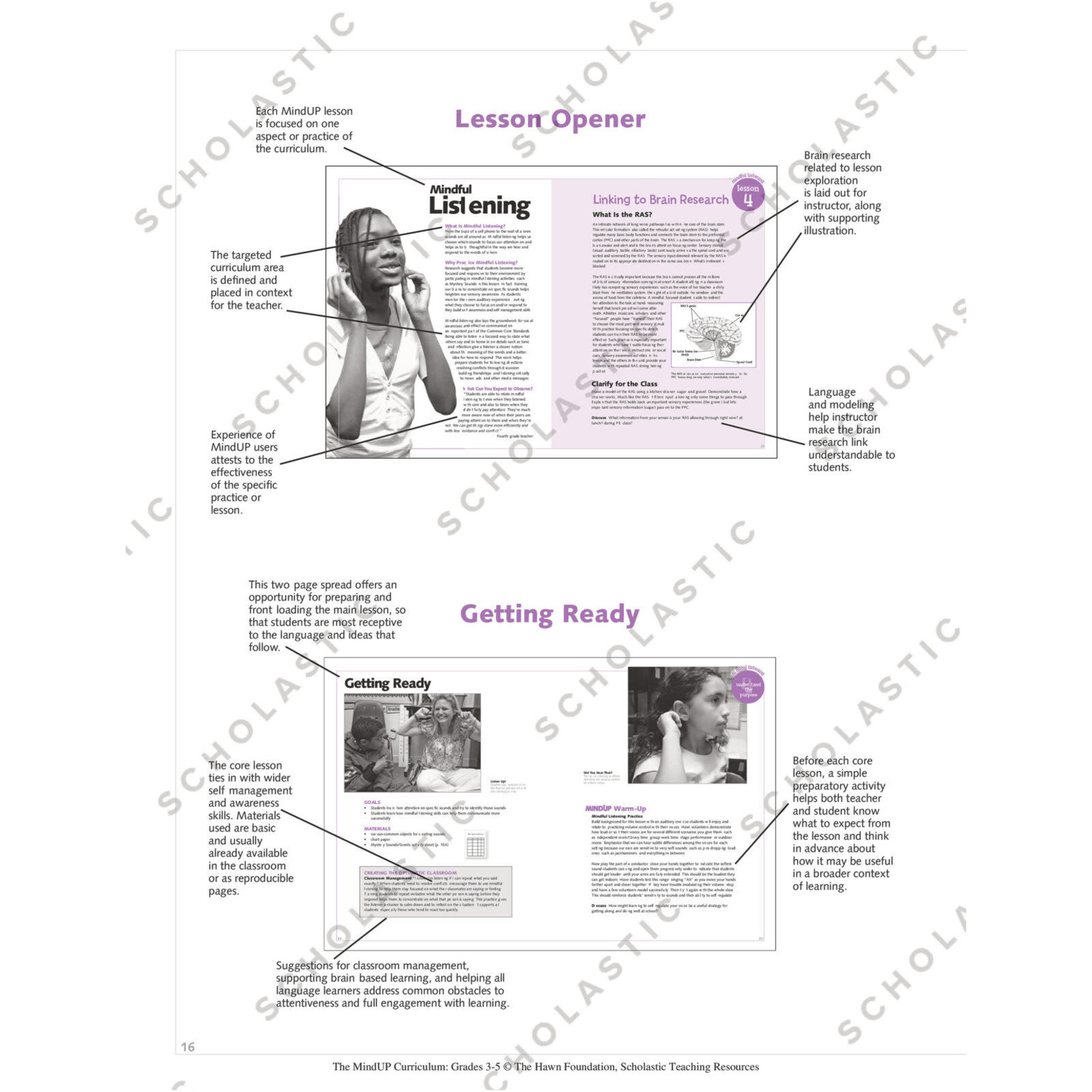 SCHOLASTIC TEACHING RESOURCES The MindUP Curriculum: Grades 3-5