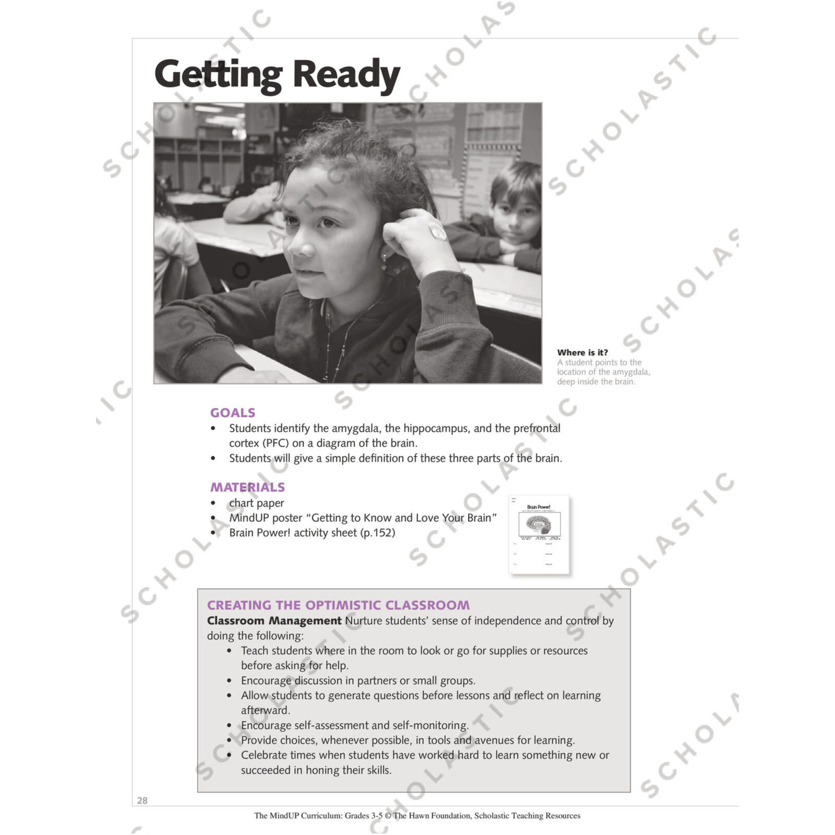 SCHOLASTIC TEACHING RESOURCES The MindUP Curriculum: Grades 3-5