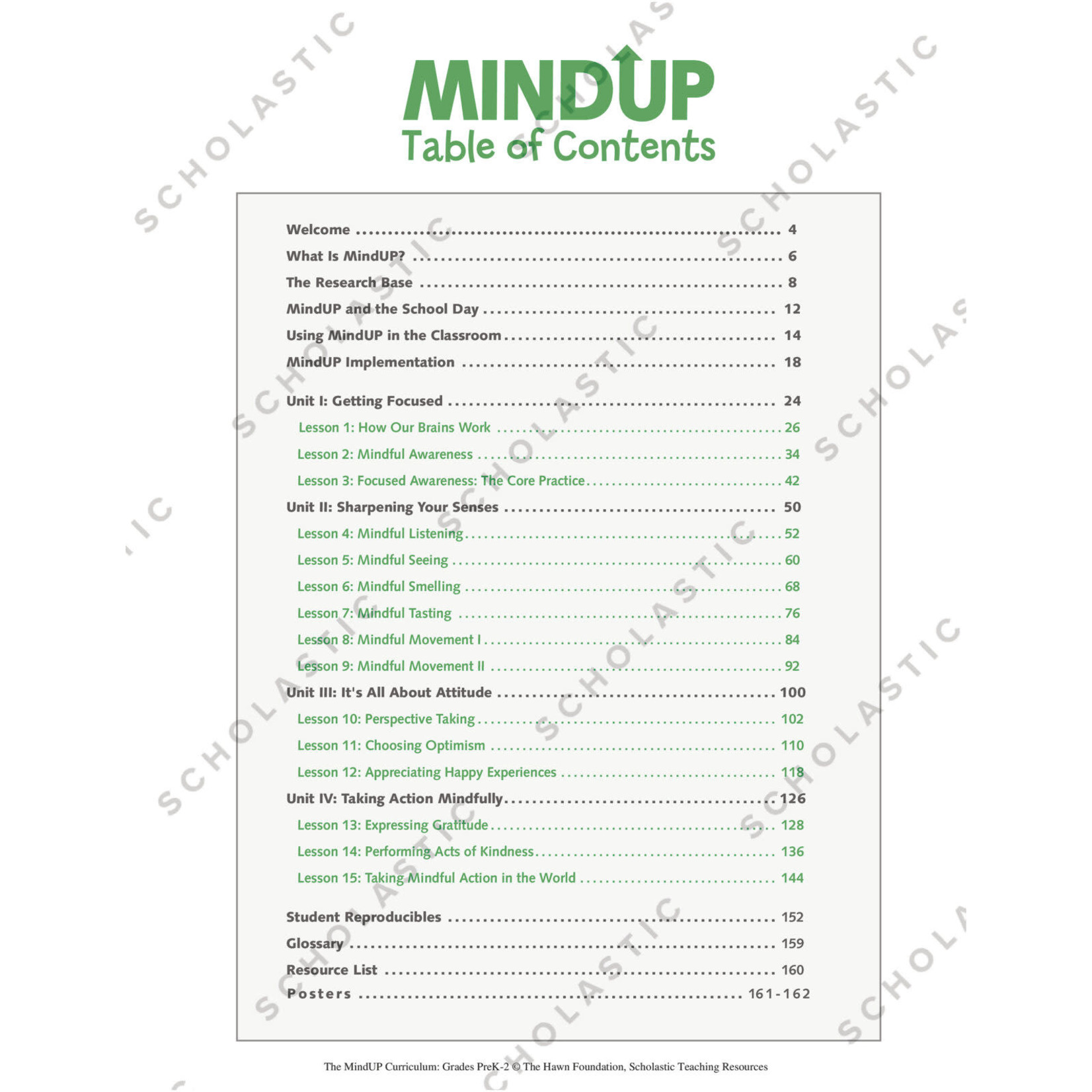 SCHOLASTIC TEACHING RESOURCES The MindUP Curriculum: Grades PreK-2