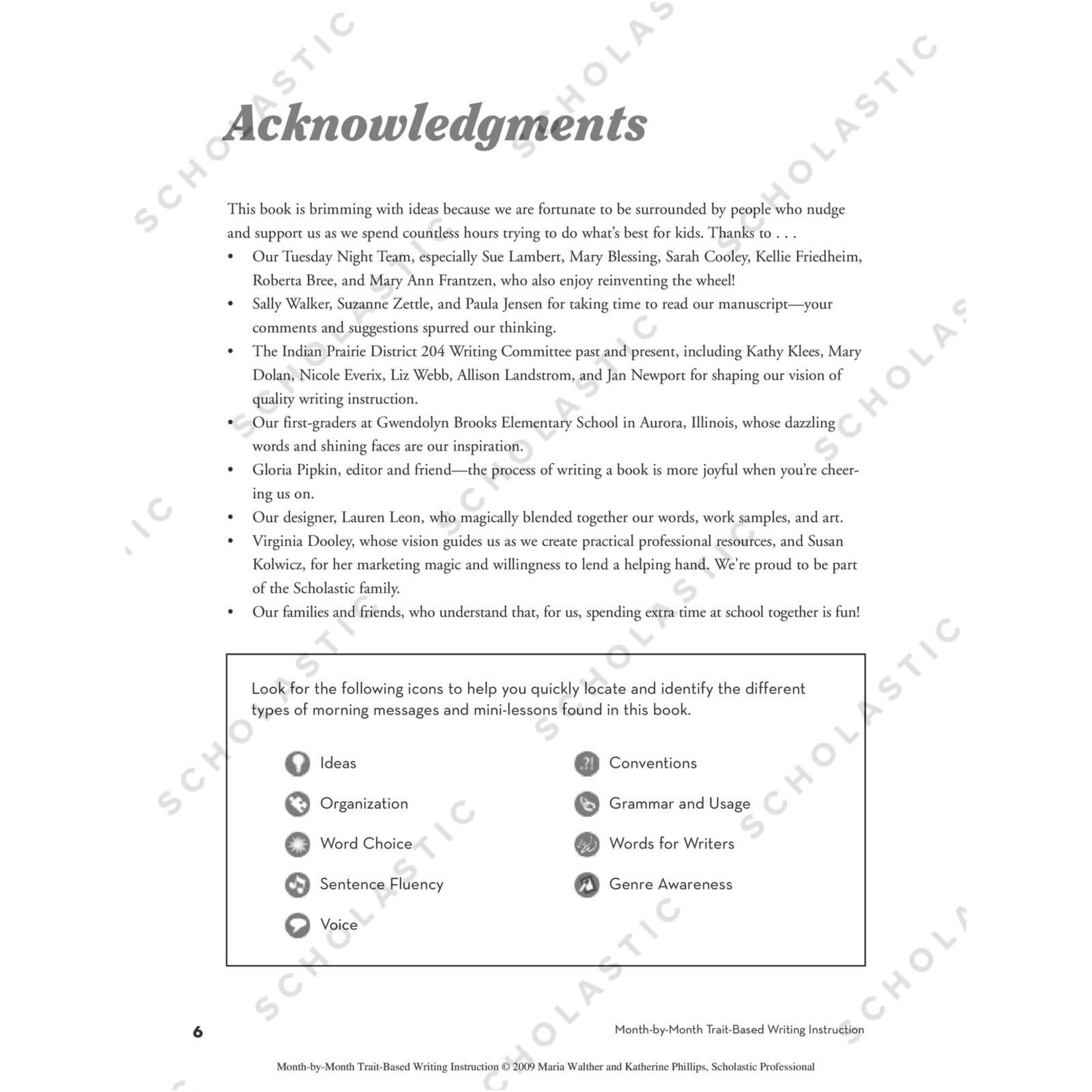 SCHOLASTIC TEACHING RESOURCES Month-by-Month Trait-Based Writing Instruction