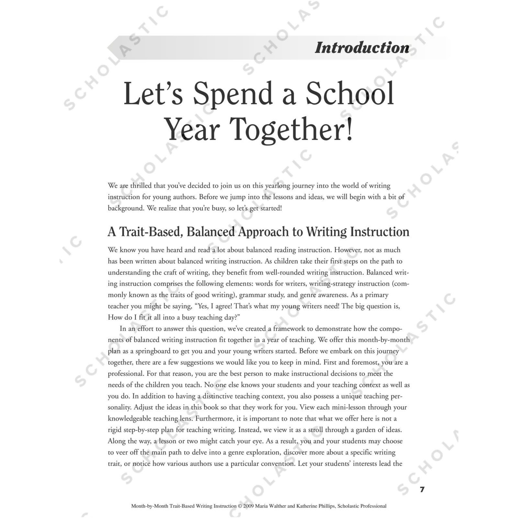 SCHOLASTIC TEACHING RESOURCES Month-by-Month Trait-Based Writing Instruction