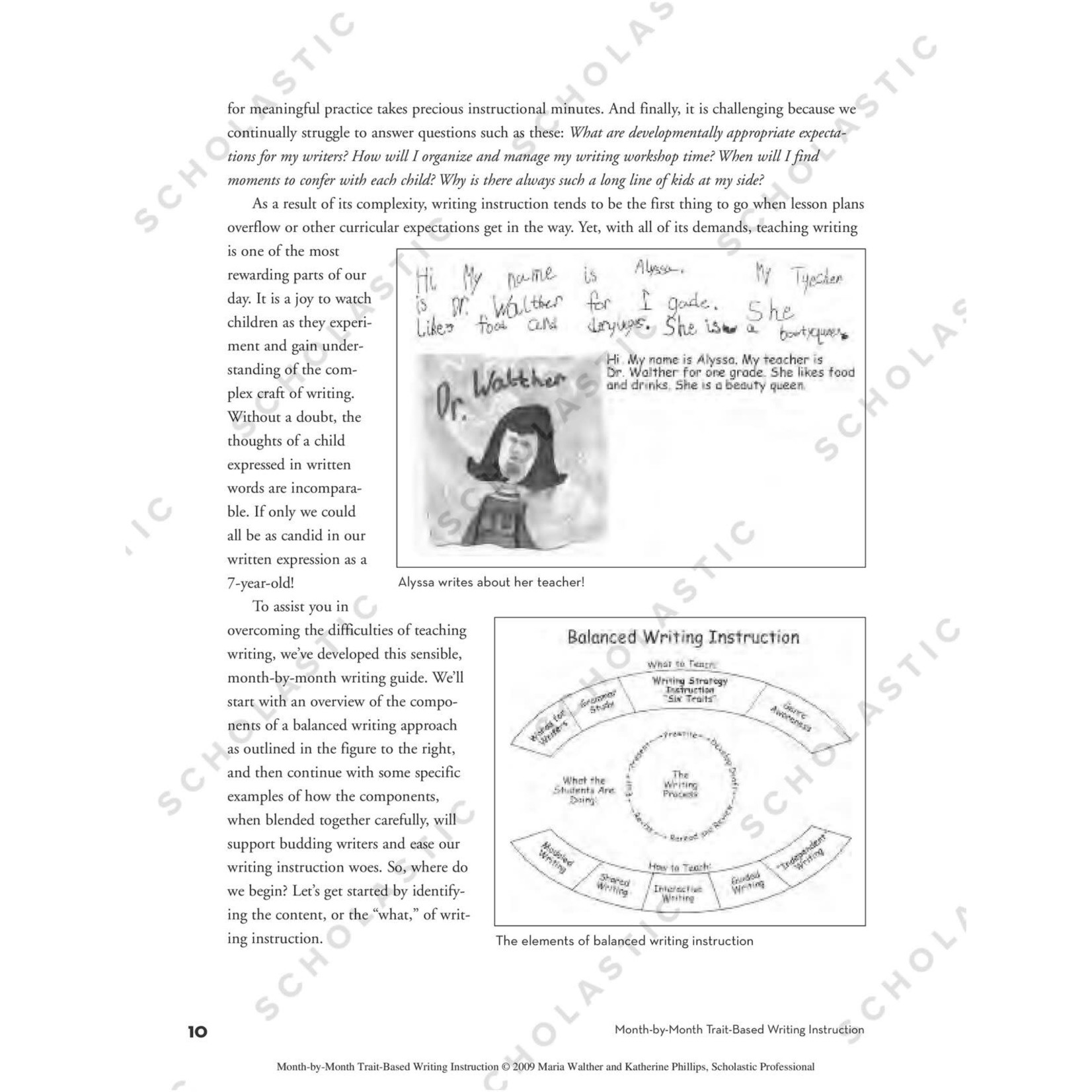 SCHOLASTIC TEACHING RESOURCES Month-by-Month Trait-Based Writing Instruction