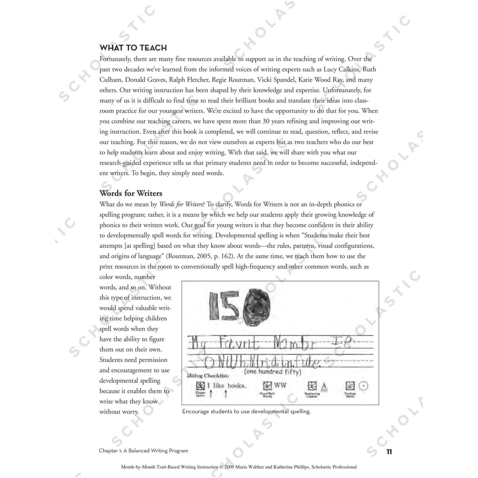 SCHOLASTIC TEACHING RESOURCES Month-by-Month Trait-Based Writing Instruction