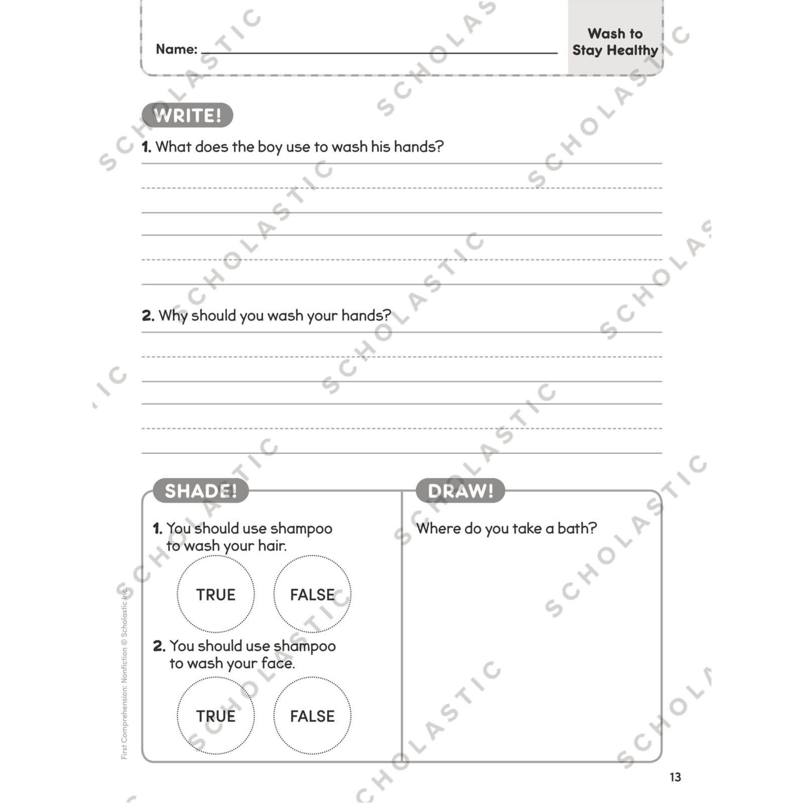 SCHOLASTIC TEACHING RESOURCES First Comprehension: Nonfiction