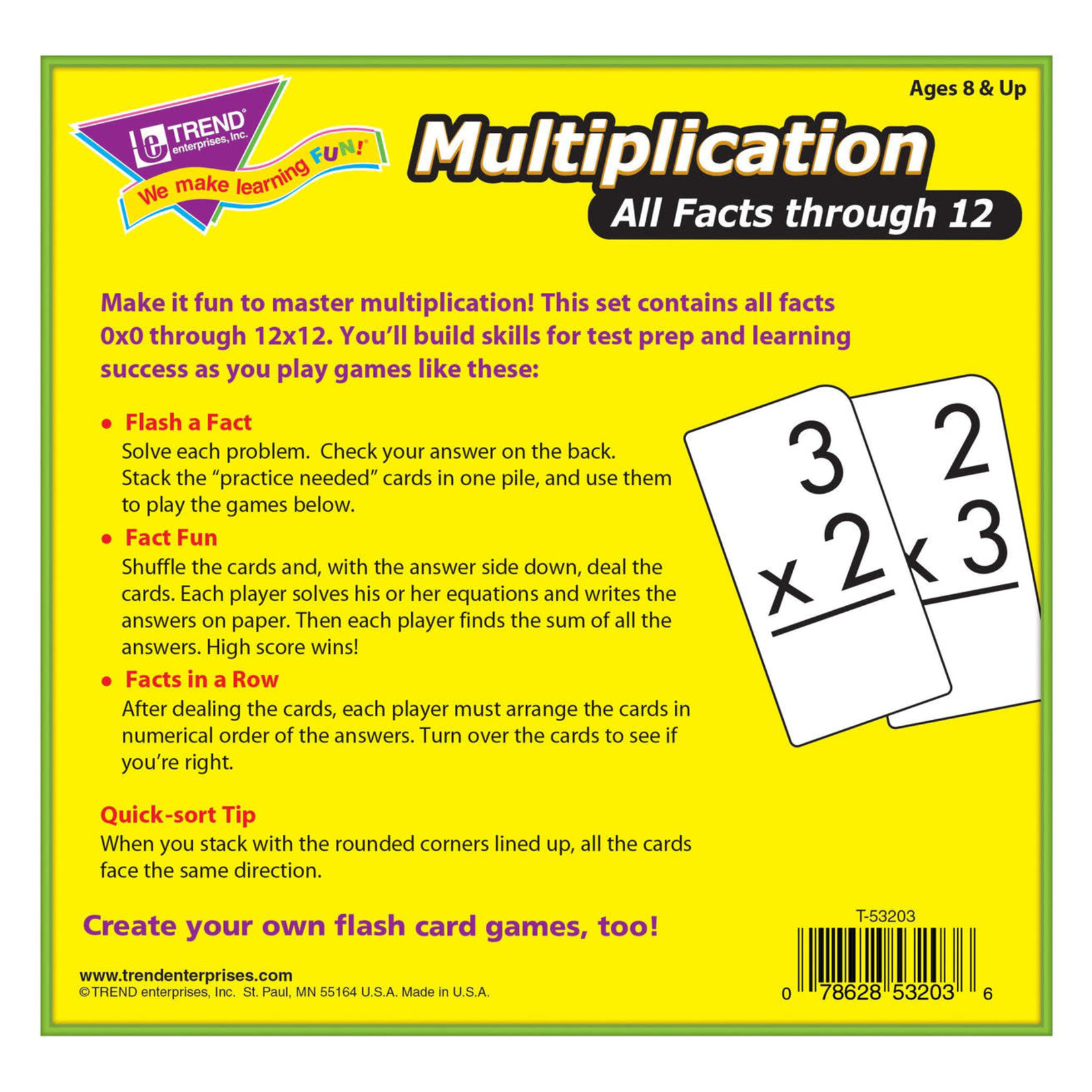 TREND ENTERPRISES INC Multiplication 0-12 All Facts Skill Drill Flash Cards