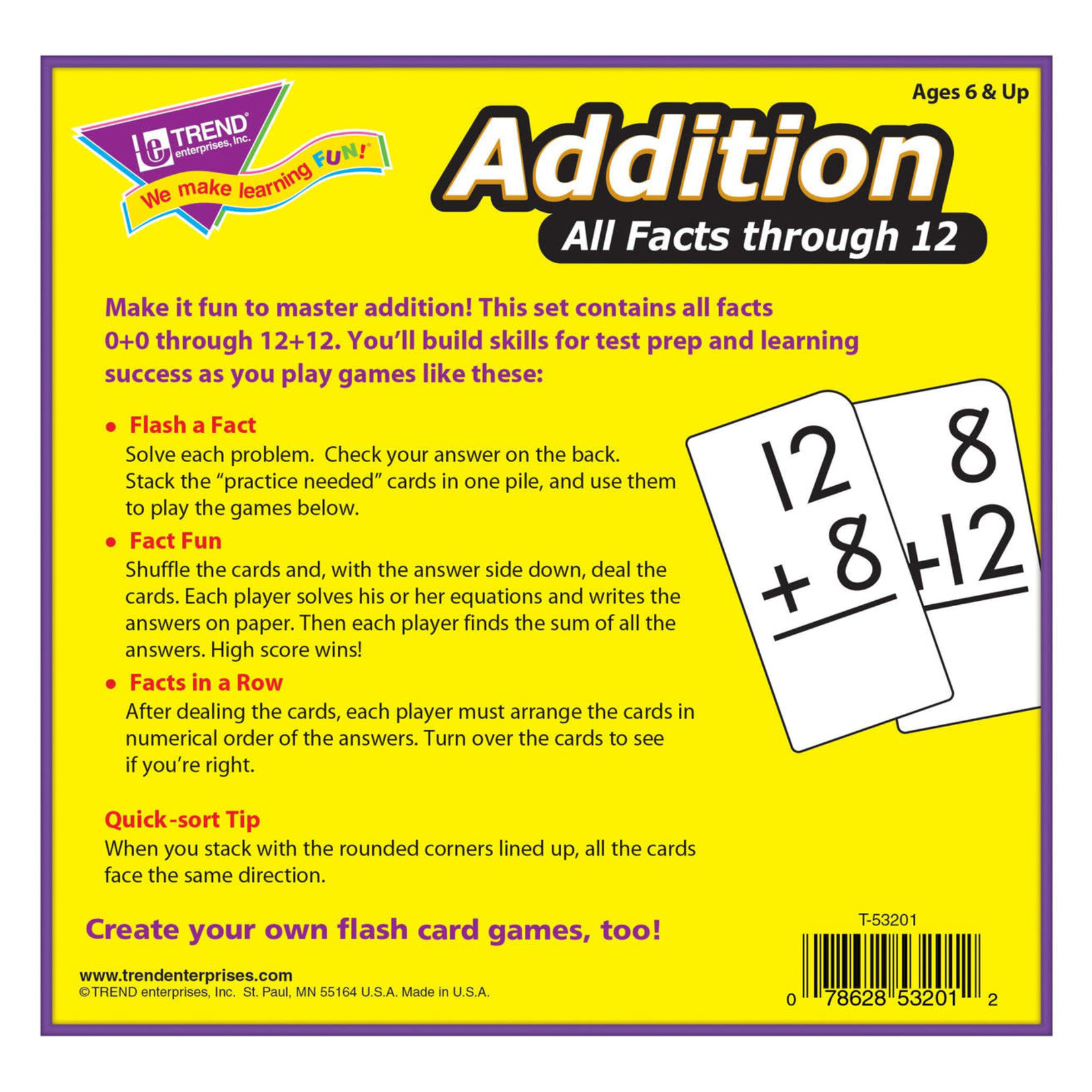 TREND ENTERPRISES INC Addition 0-12 All Facts Skill Drill Flash Cards