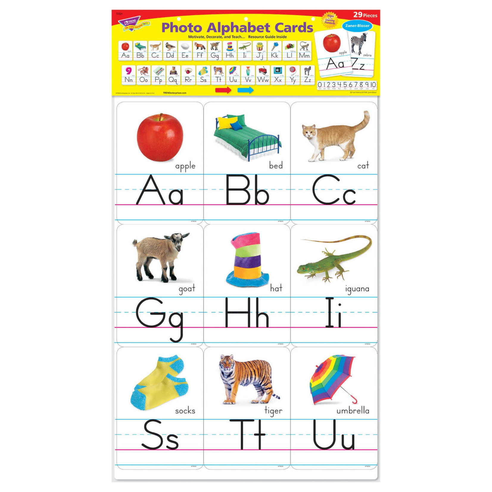 TREND ENTERPRISES INC Photo Alphabet Cards Zaner-Bloser Manuscript Bulletin Board Set