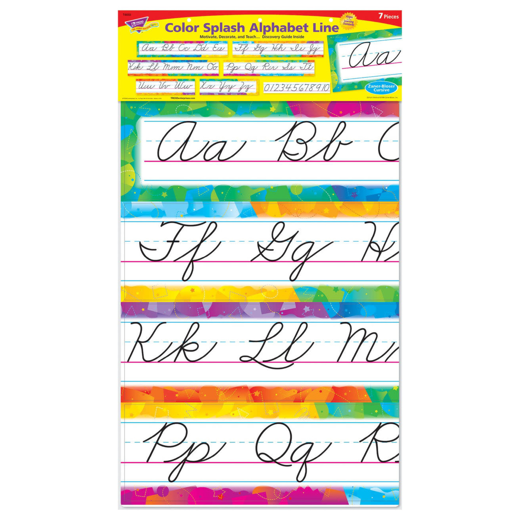 TREND ENTERPRISES INC Color Splash Alphabet Line Zaner-Bloser Cursive Bulletin Board Set