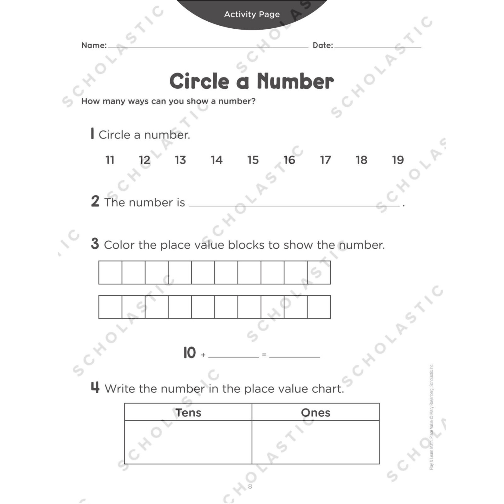 SCHOLASTIC TEACHING RESOURCES Play & Learn Math: Place Value