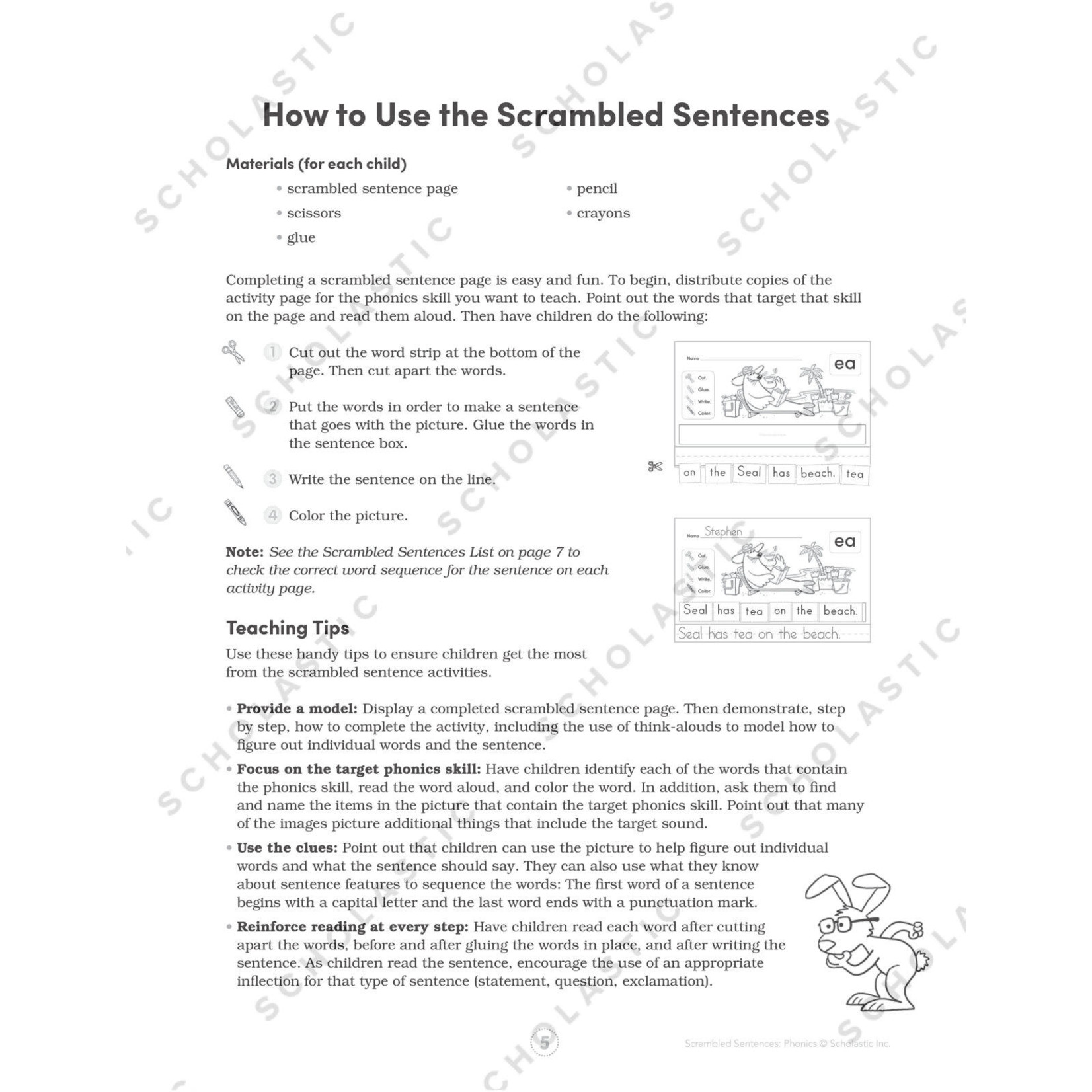 SCHOLASTIC TEACHING RESOURCES Scrambled Sentences: Phonics