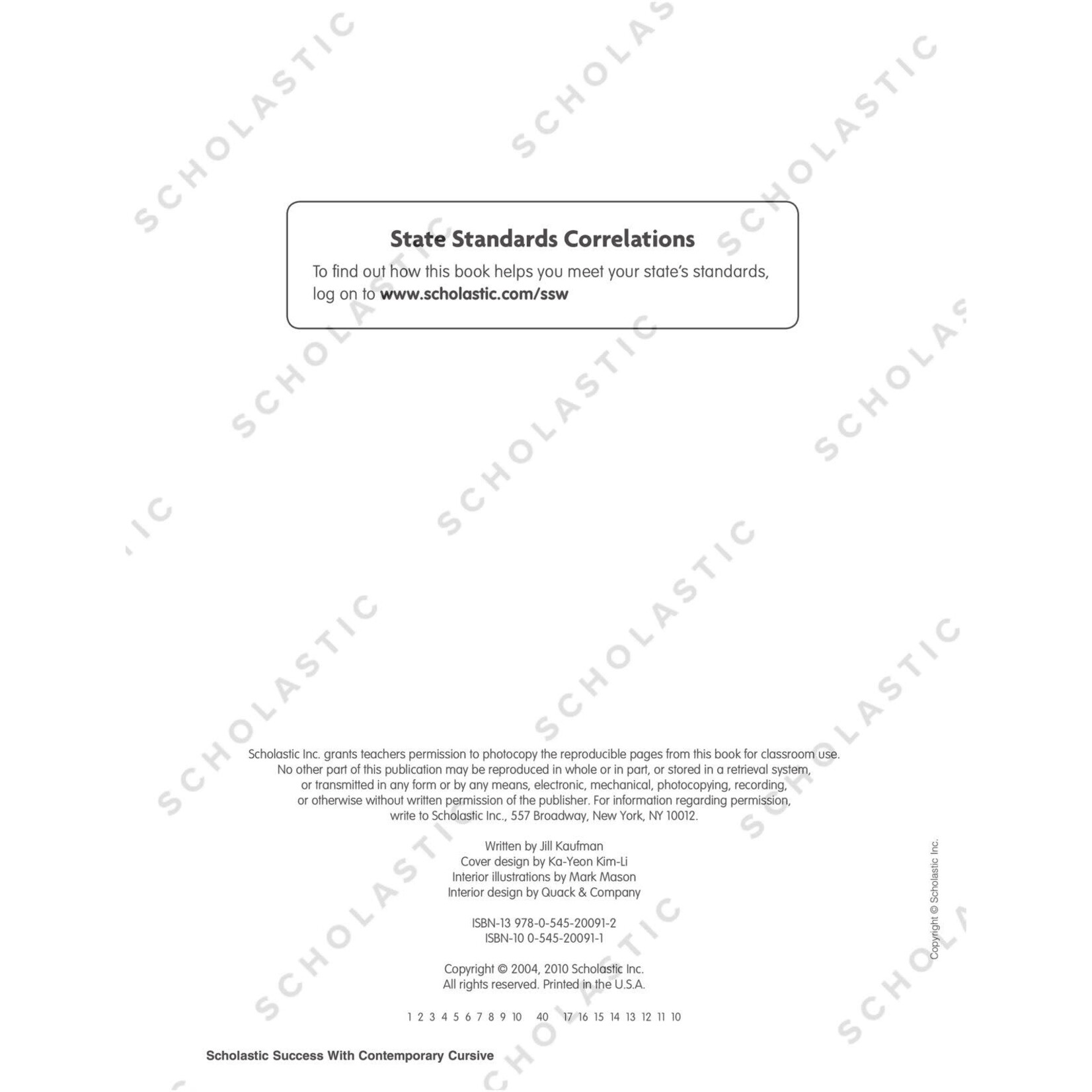 SCHOLASTIC TEACHING RESOURCES Scholastic Success With Contemporary Cursive: Grades 2-4 Workbook