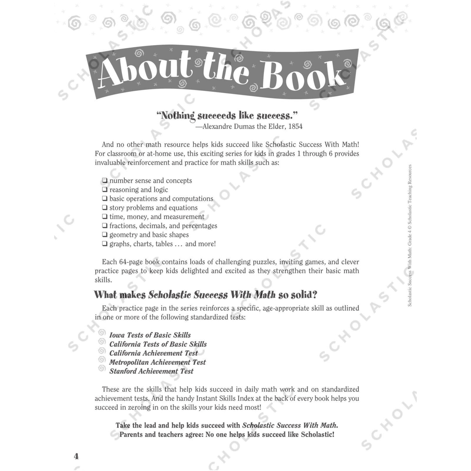 SCHOLASTIC TEACHING RESOURCES Scholastic Success With Math: Grade 4 Workbook
