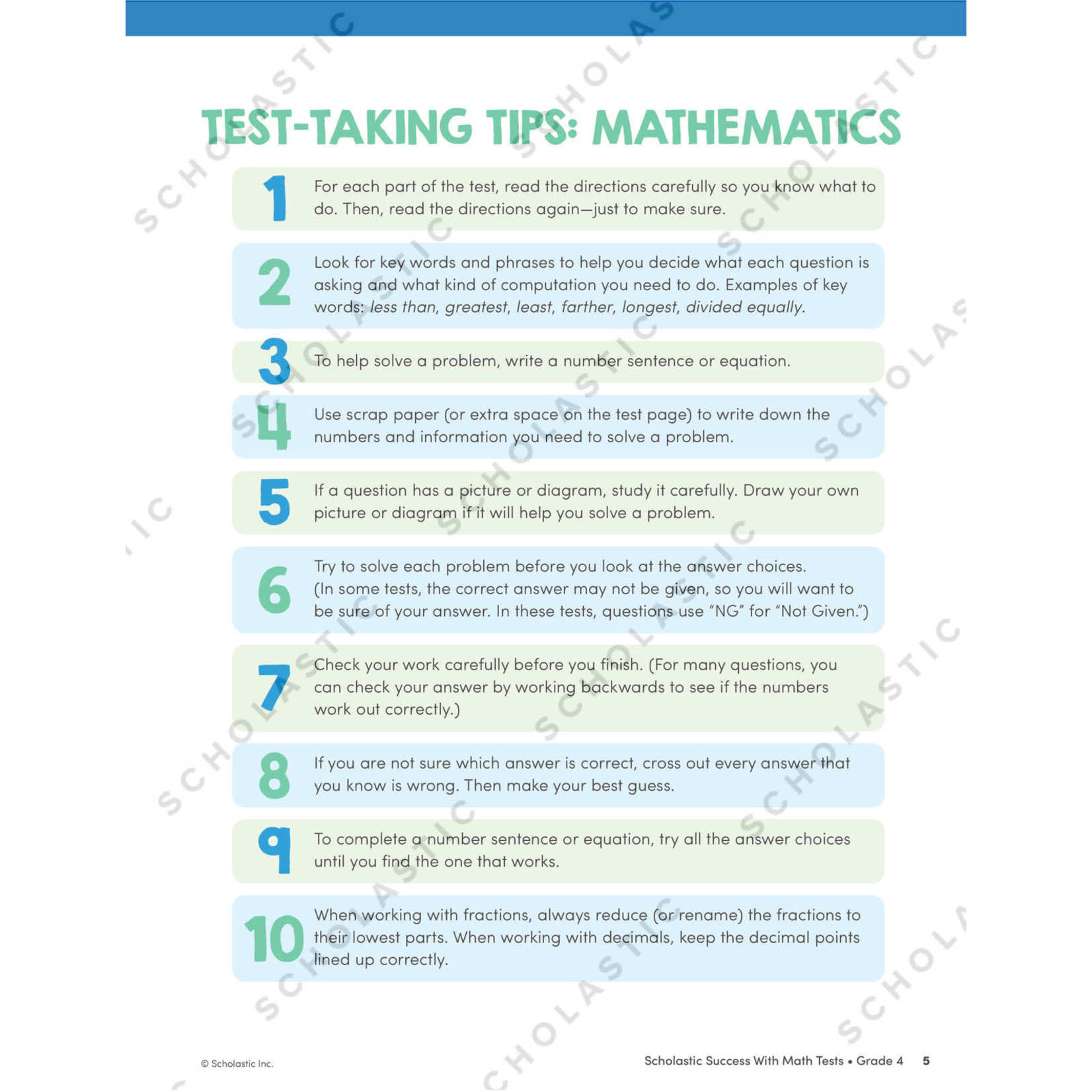 SCHOLASTIC TEACHING RESOURCES Scholastic Success With Math Tests: Grade 4 Workbook