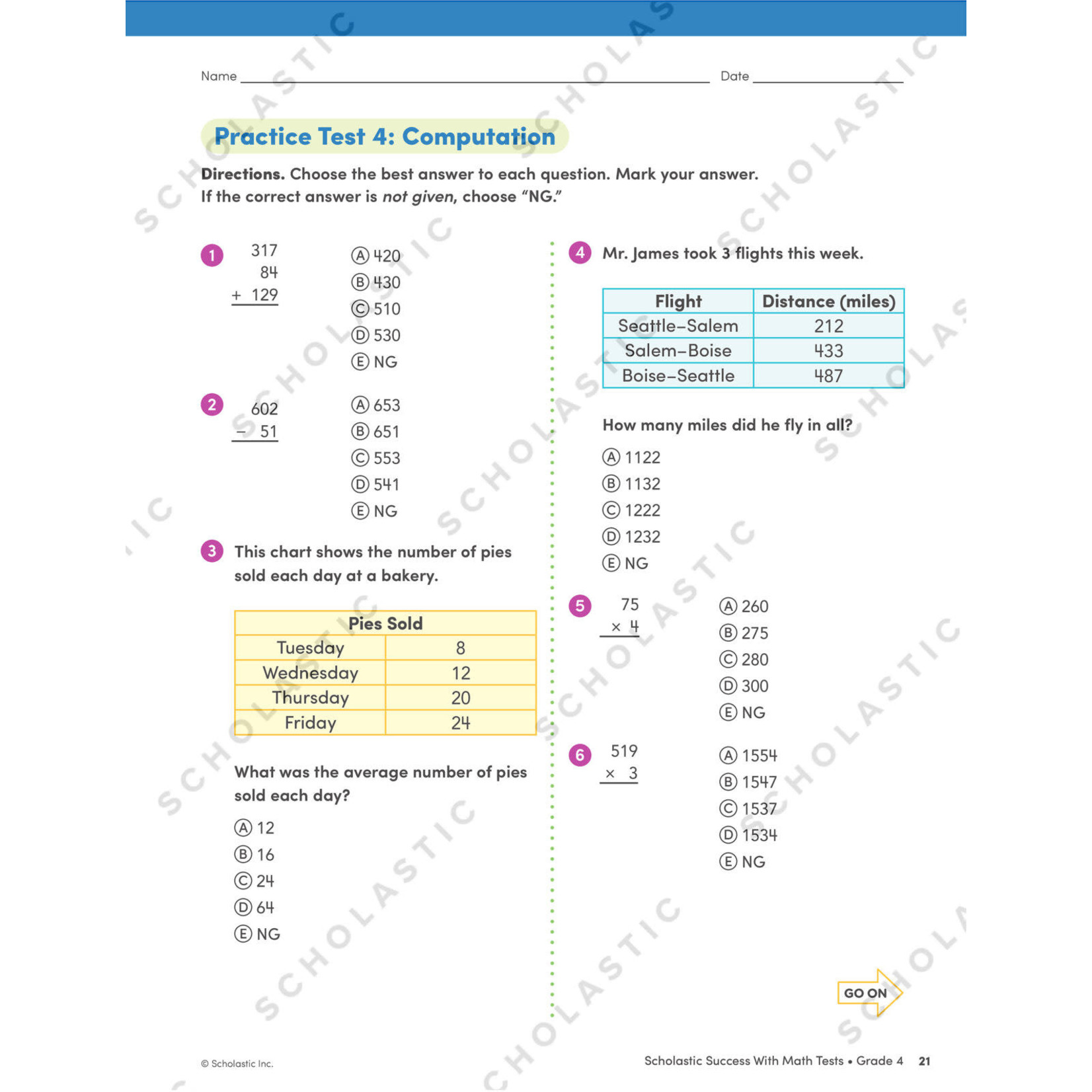 SCHOLASTIC TEACHING RESOURCES Scholastic Success With Math Tests: Grade 4 Workbook