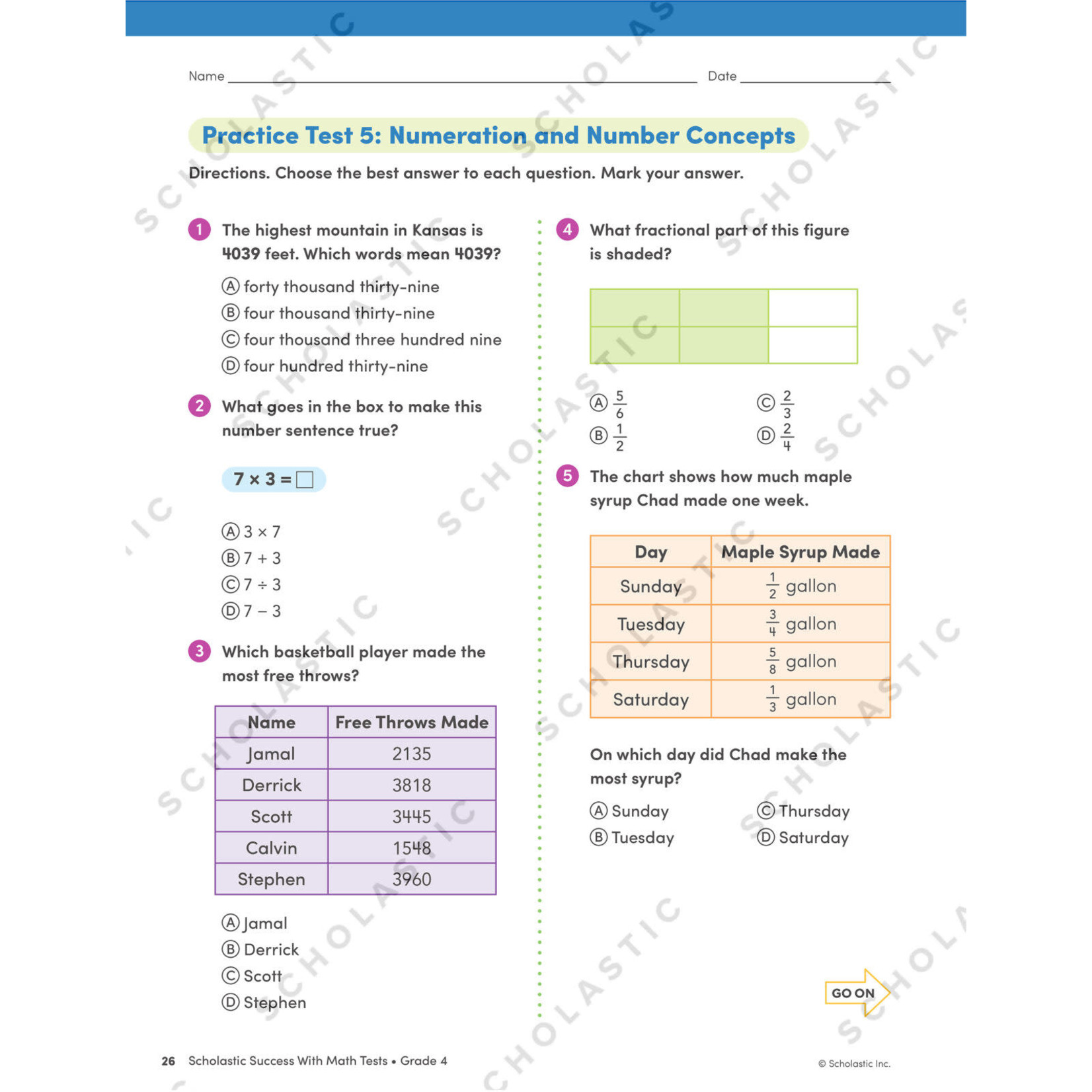 SCHOLASTIC TEACHING RESOURCES Scholastic Success With Math Tests: Grade 4 Workbook