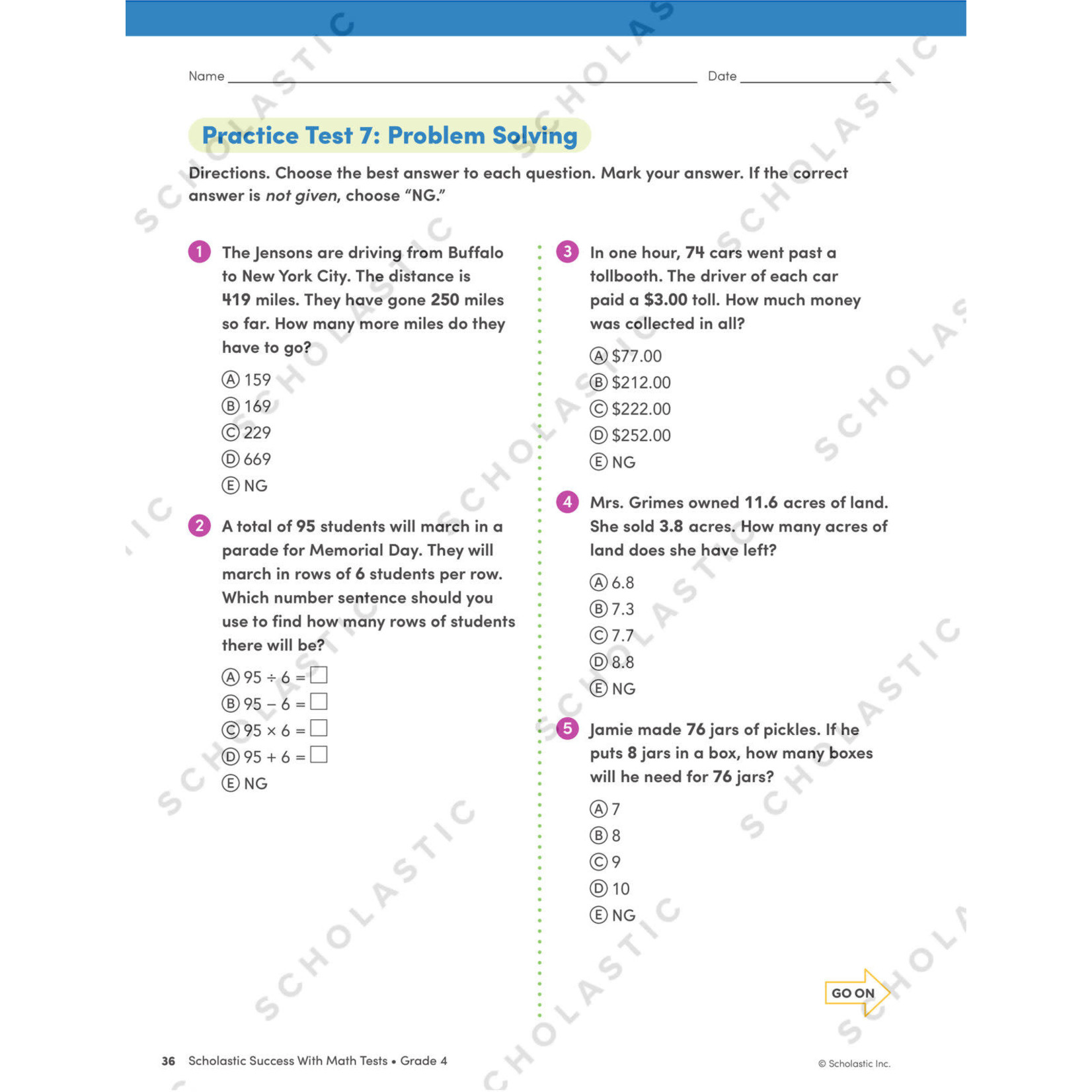 SCHOLASTIC TEACHING RESOURCES Scholastic Success With Math Tests: Grade 4 Workbook