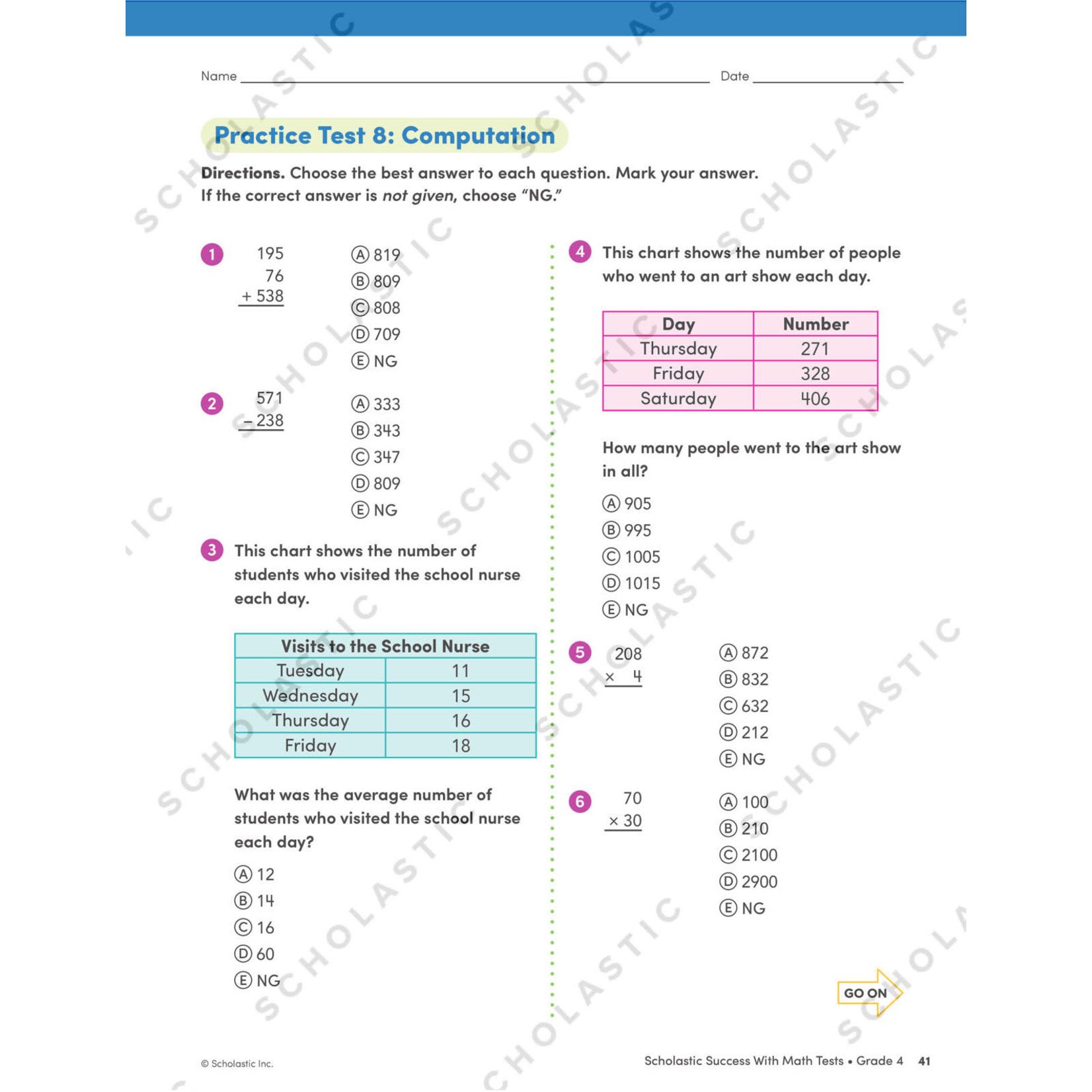 SCHOLASTIC TEACHING RESOURCES Scholastic Success With Math Tests: Grade 4 Workbook
