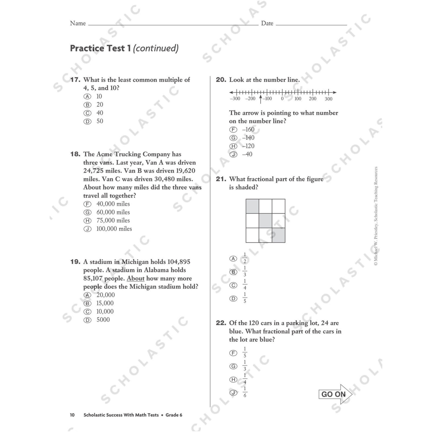 SCHOLASTIC TEACHING RESOURCES Scholastic Success With Math Tests: Grade 6 Workbook