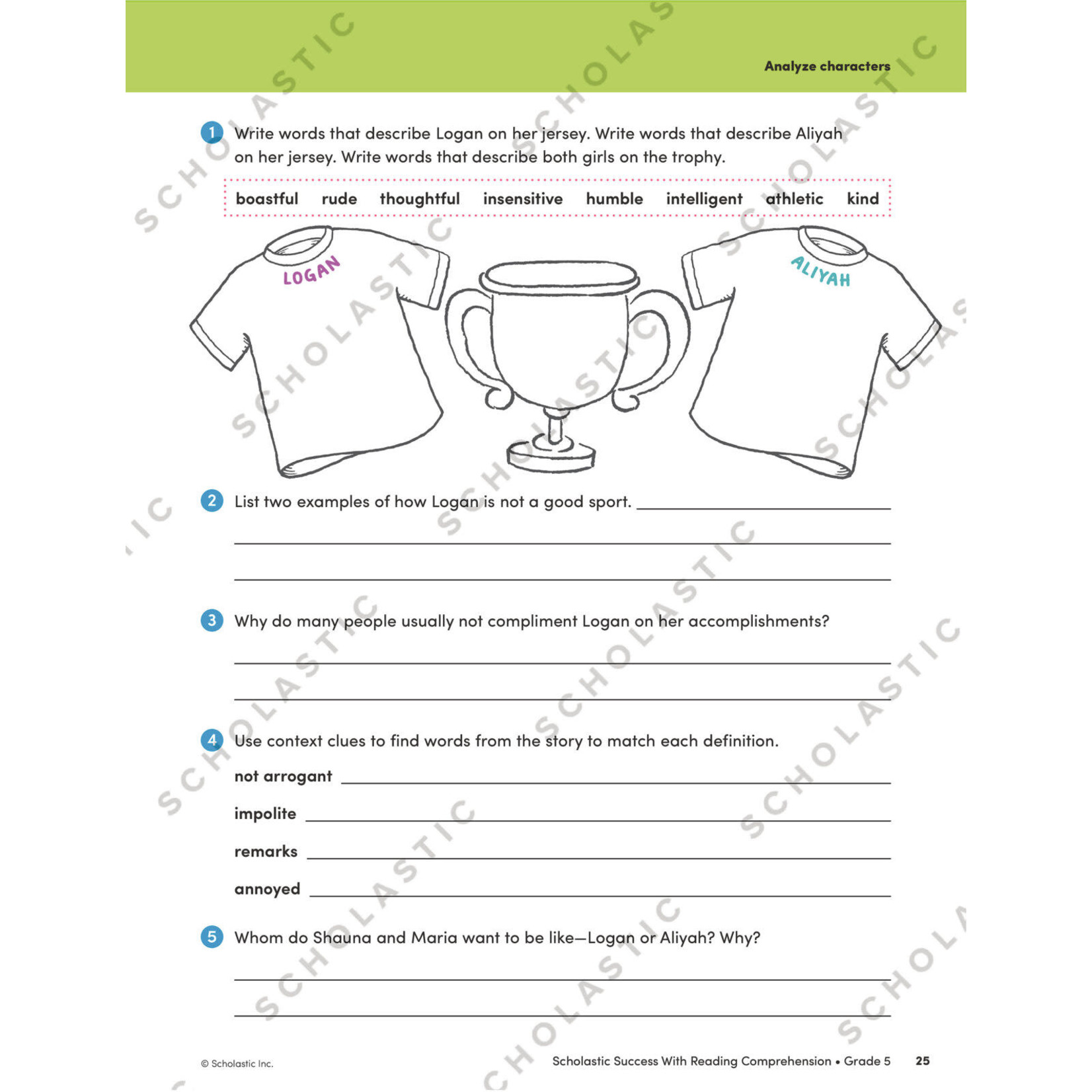 SCHOLASTIC TEACHING RESOURCES Scholastic Success With Reading Comprehension: Grade 5 Workbook