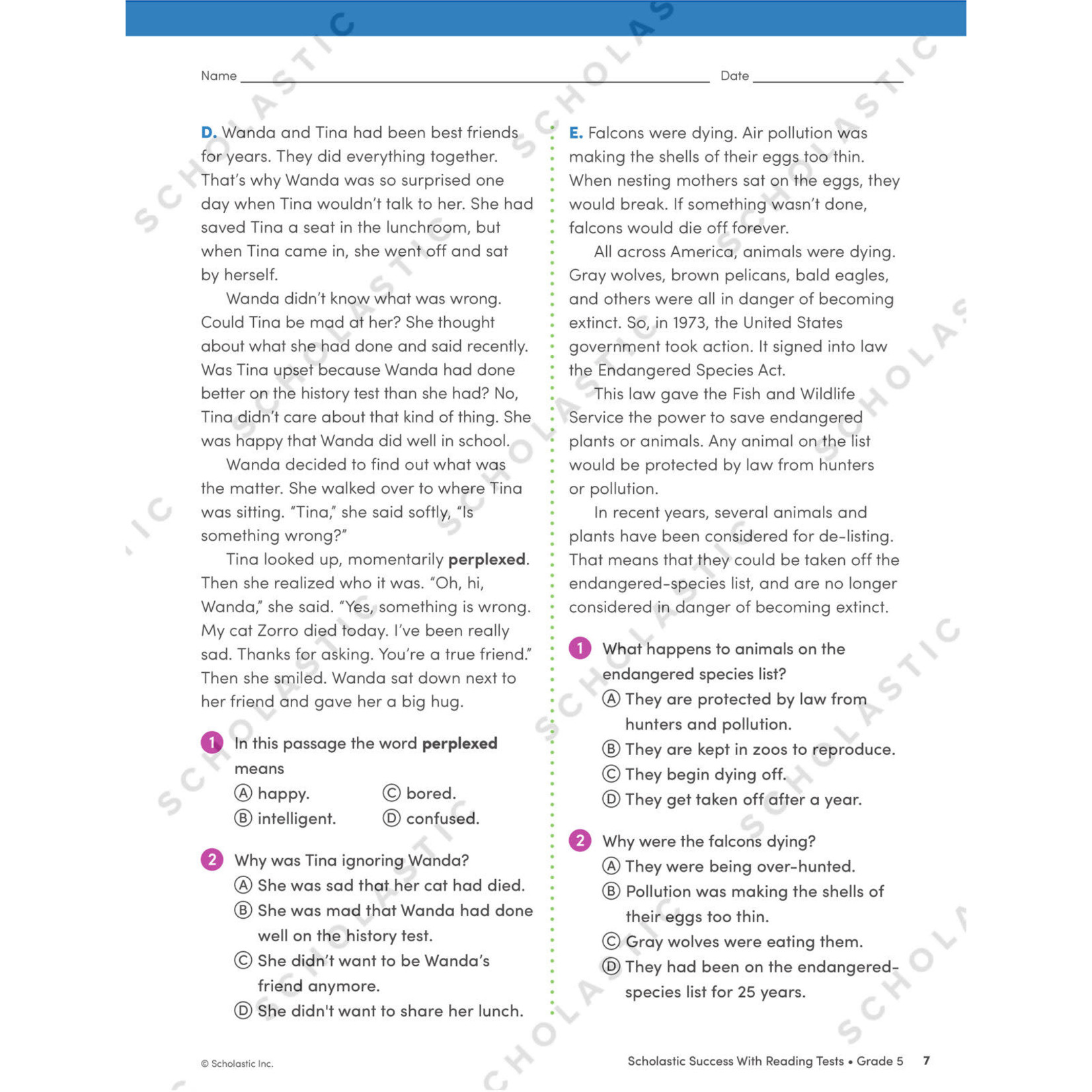 SCHOLASTIC TEACHING RESOURCES Scholastic Success With Reading Tests: Grade 5 Workbook