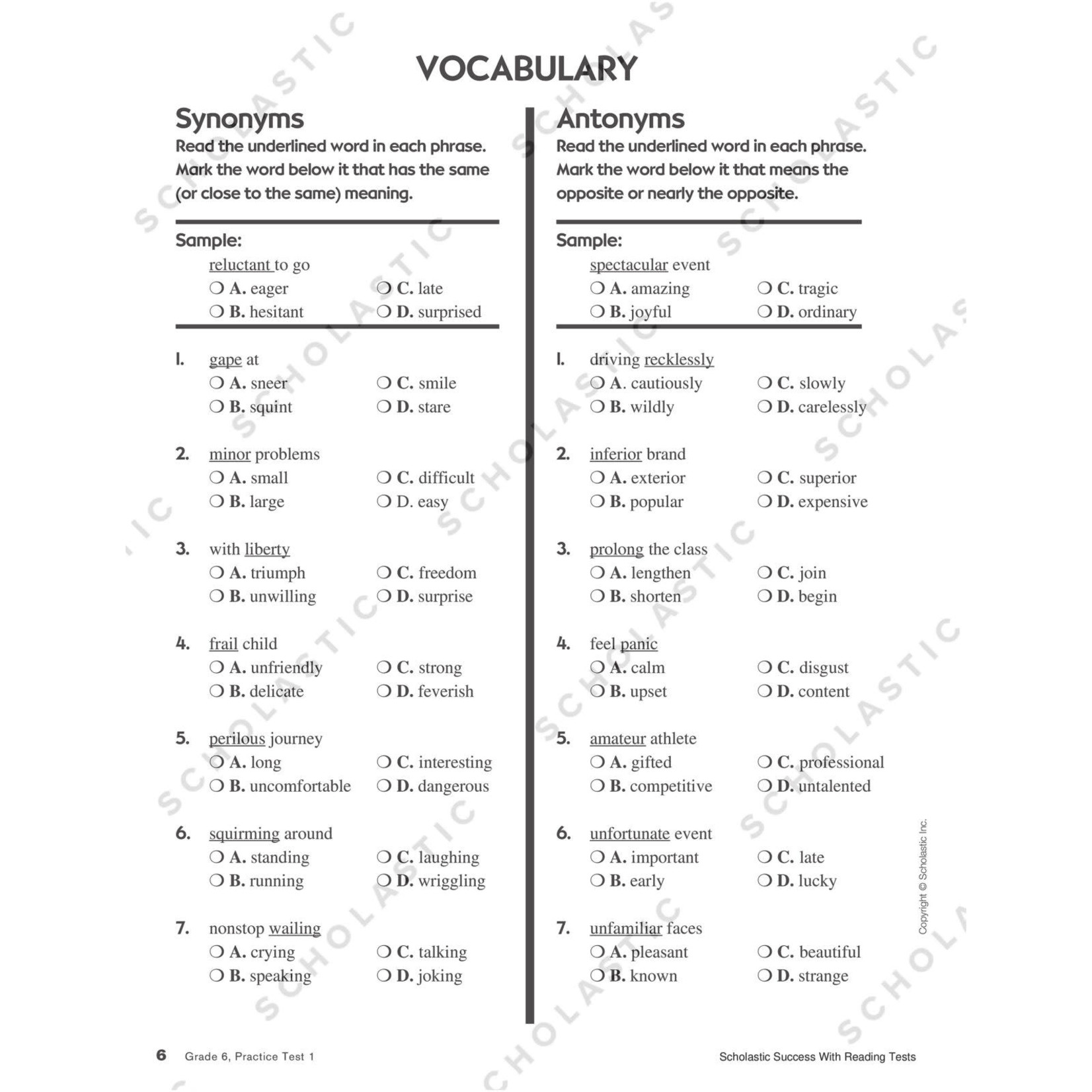 SCHOLASTIC TEACHING RESOURCES Scholastic Success With Reading Tests: Grade 6 Workbook