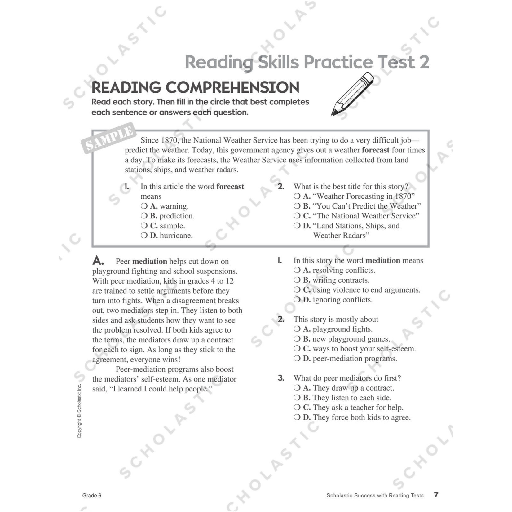 SCHOLASTIC TEACHING RESOURCES Scholastic Success With Reading Tests: Grade 6 Workbook