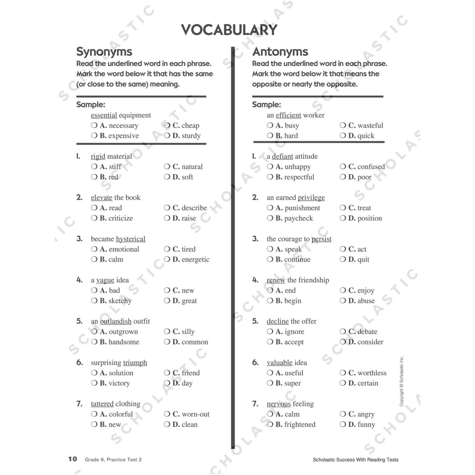 SCHOLASTIC TEACHING RESOURCES Scholastic Success With Reading Tests: Grade 6 Workbook