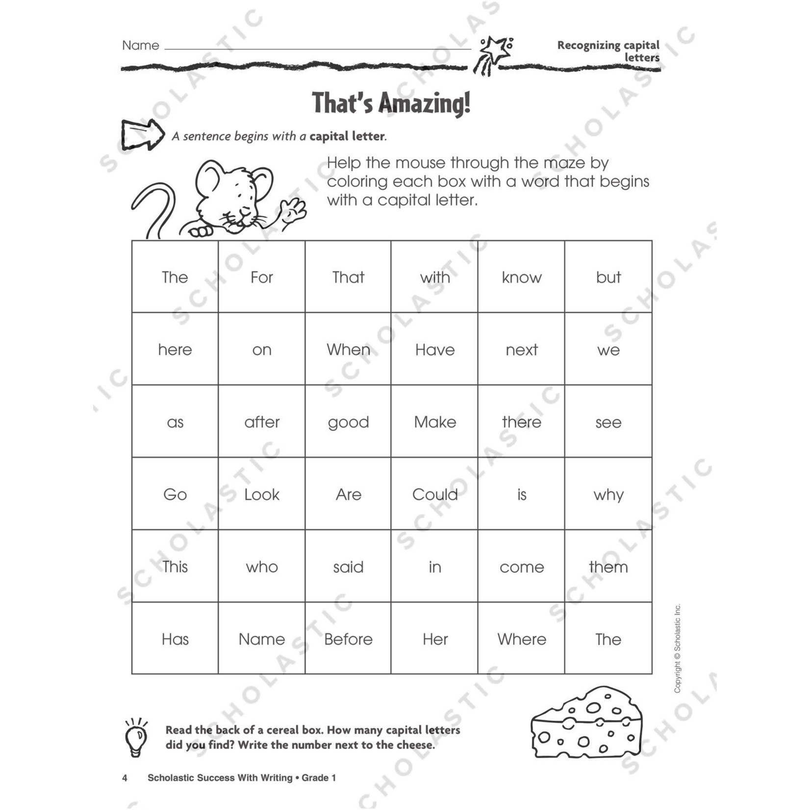 SCHOLASTIC TEACHING RESOURCES Scholastic Success With Writing: Grade 1 Workbook