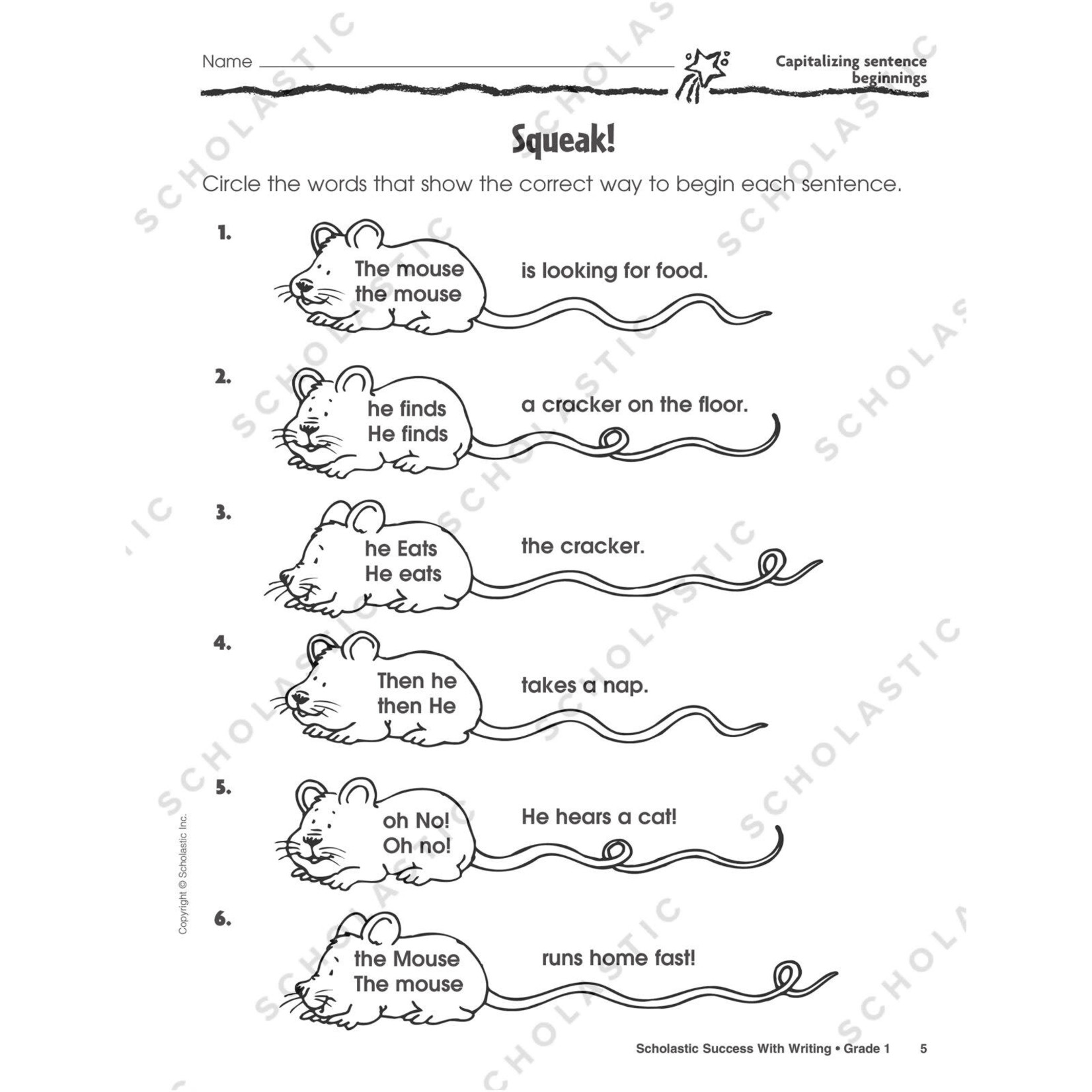 SCHOLASTIC TEACHING RESOURCES Scholastic Success With Writing: Grade 1 Workbook