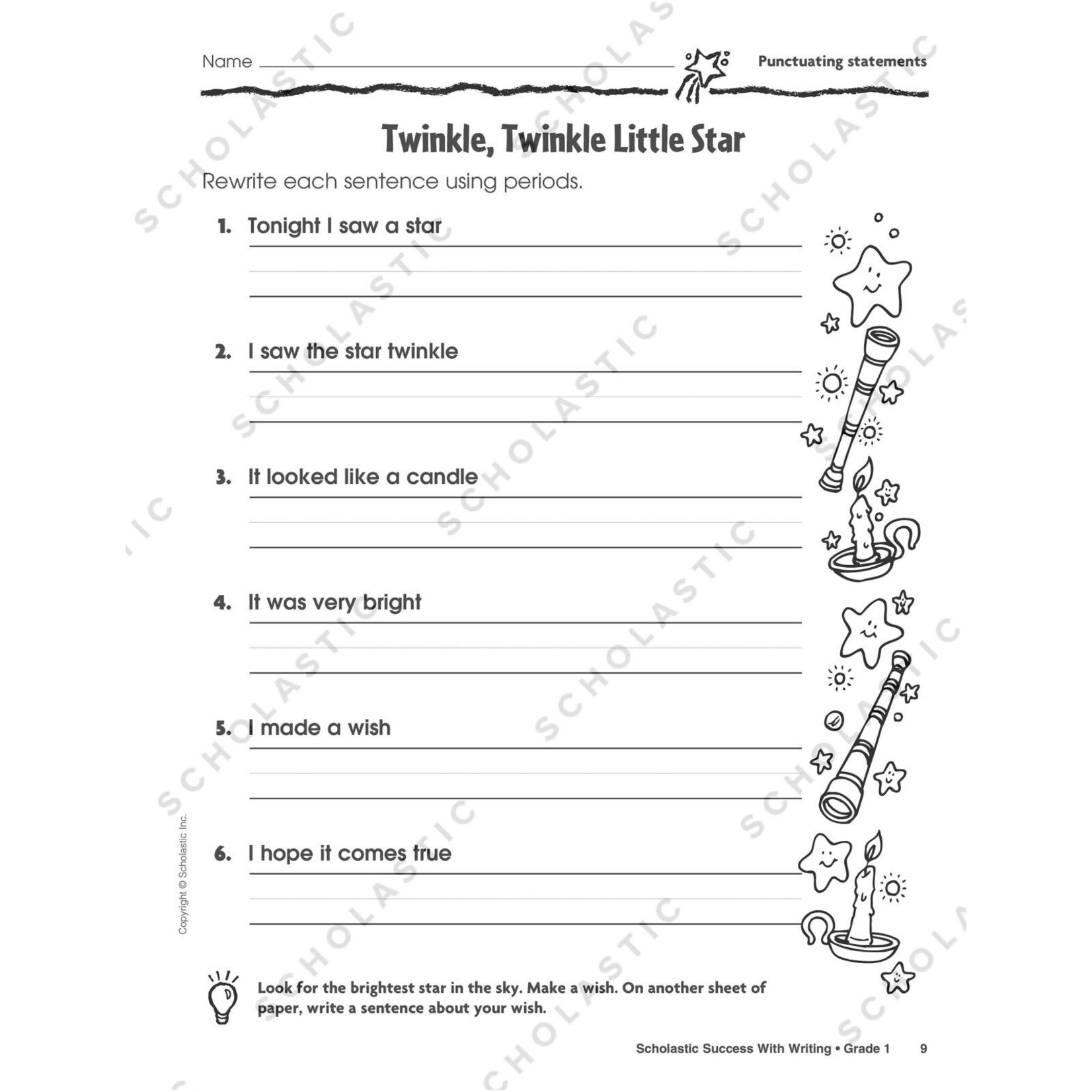 SCHOLASTIC TEACHING RESOURCES Scholastic Success With Writing: Grade 1 Workbook