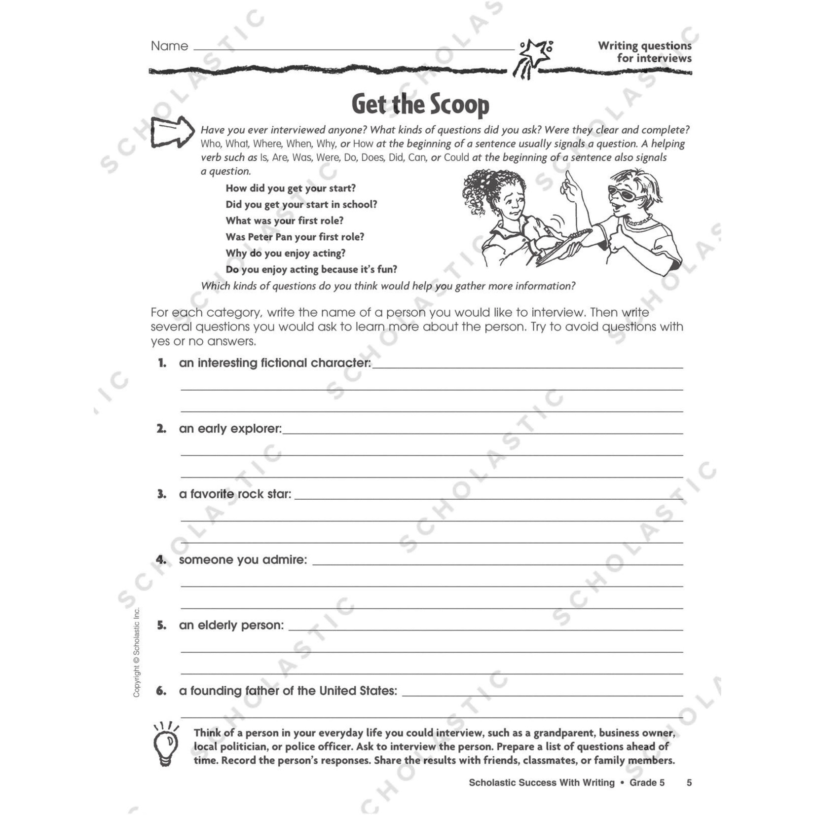 SCHOLASTIC TEACHING RESOURCES Scholastic Success With Writing: Grade 5 Workbook