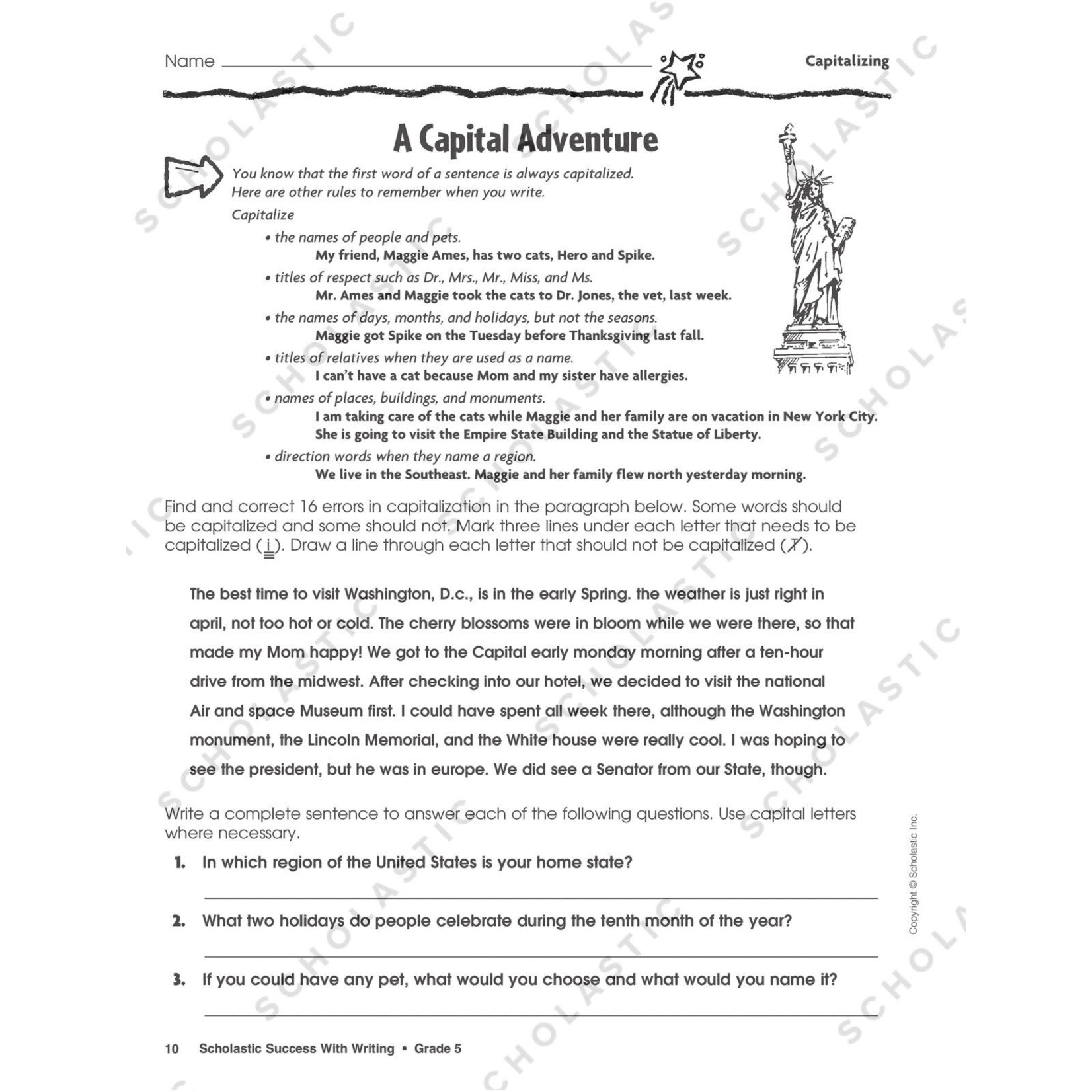 SCHOLASTIC TEACHING RESOURCES Scholastic Success With Writing: Grade 5 Workbook