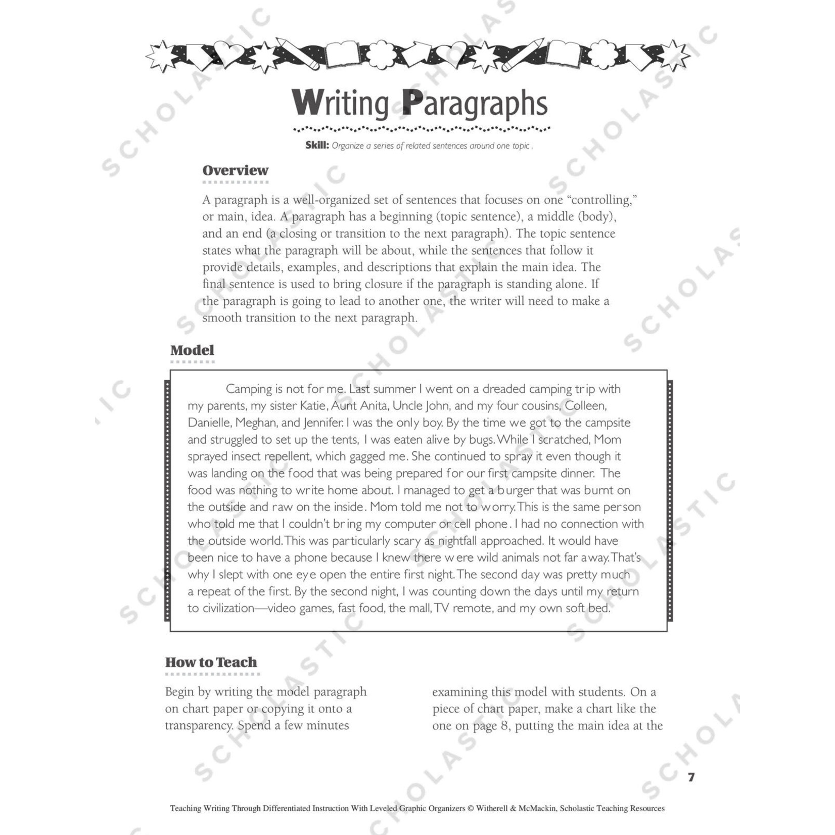 SCHOLASTIC TEACHING RESOURCES Teaching Writing Through Differentiated Instruction With Leveled Graphic Organizers