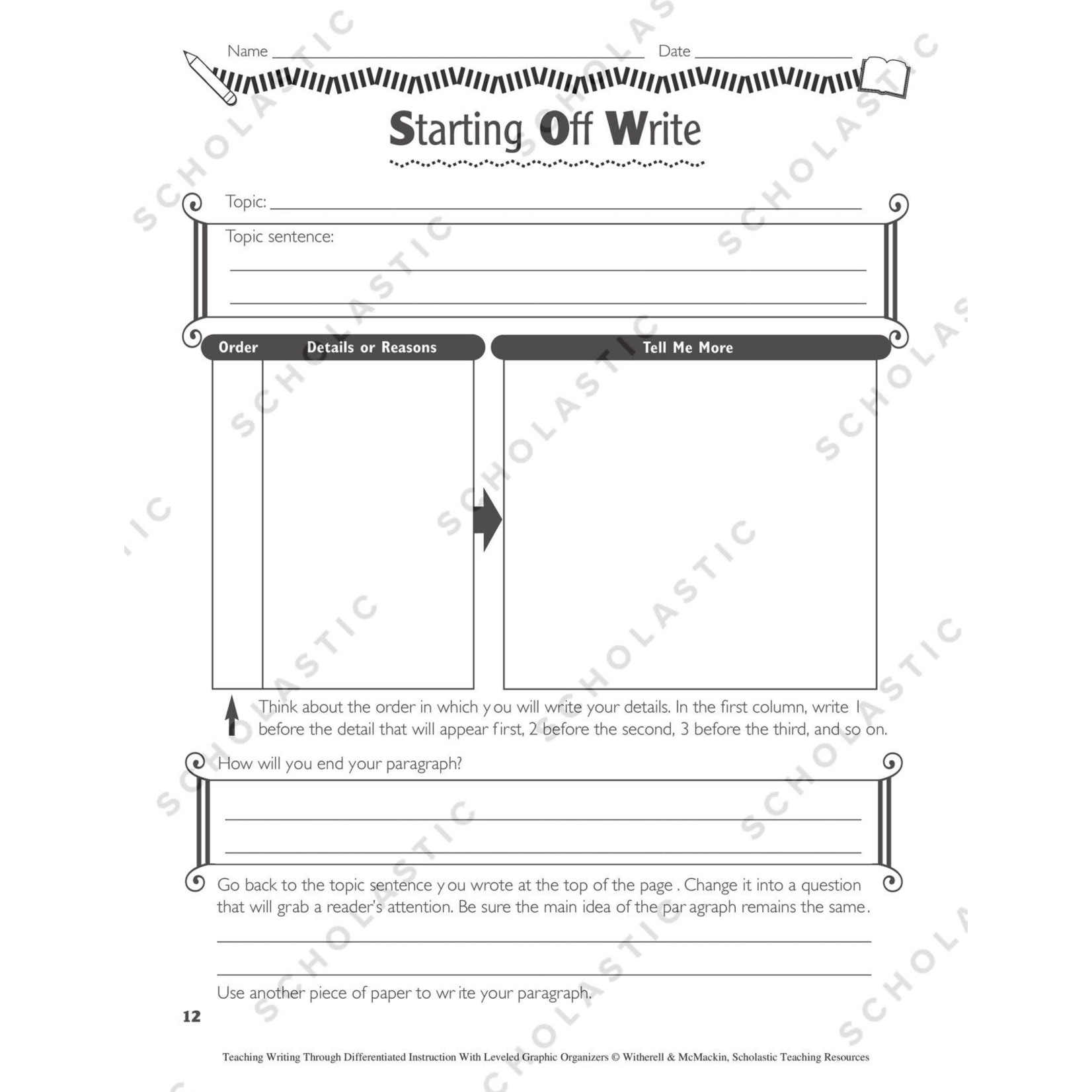 SCHOLASTIC TEACHING RESOURCES Teaching Writing Through Differentiated Instruction With Leveled Graphic Organizers