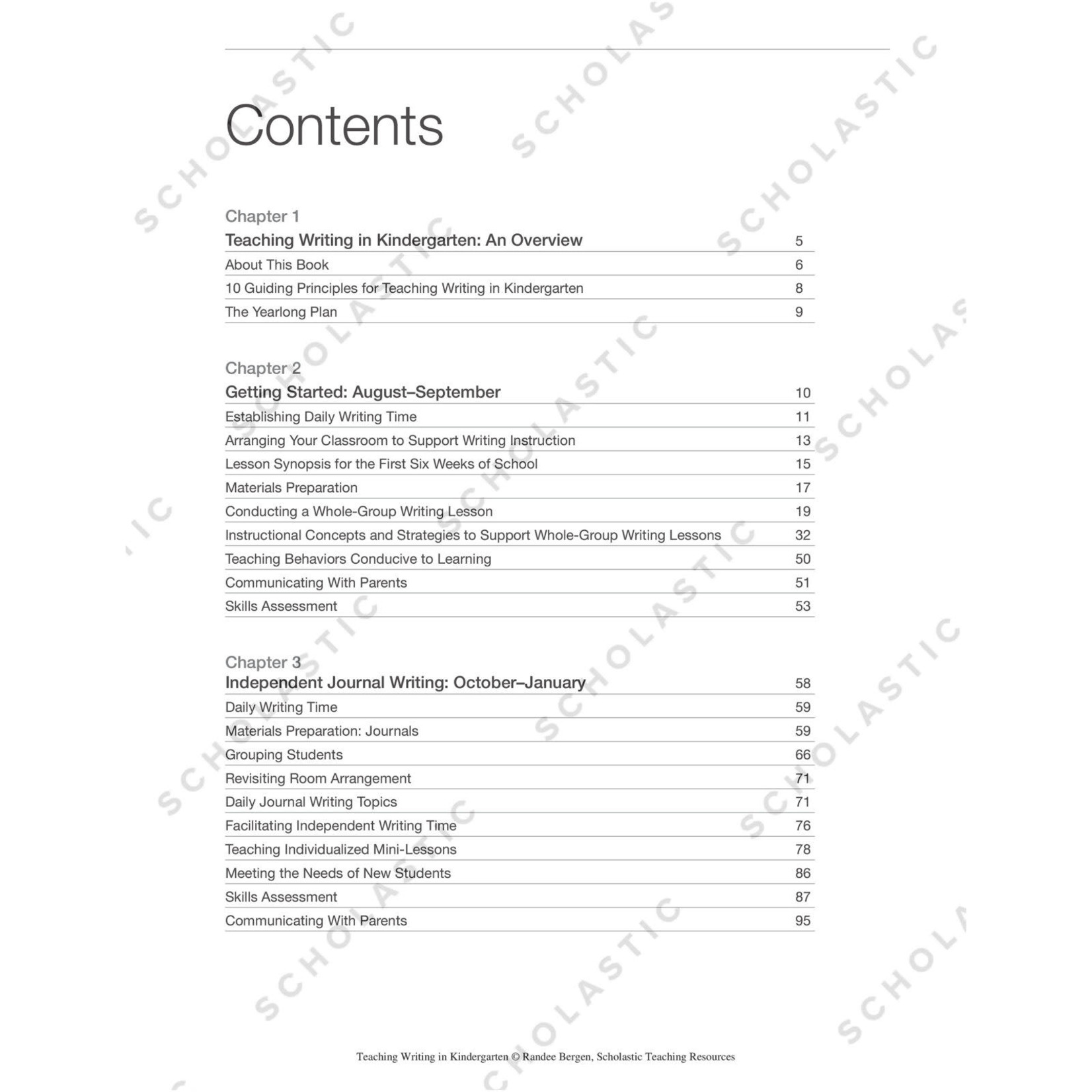 SCHOLASTIC TEACHING RESOURCES Teaching Writing in Kindergarten