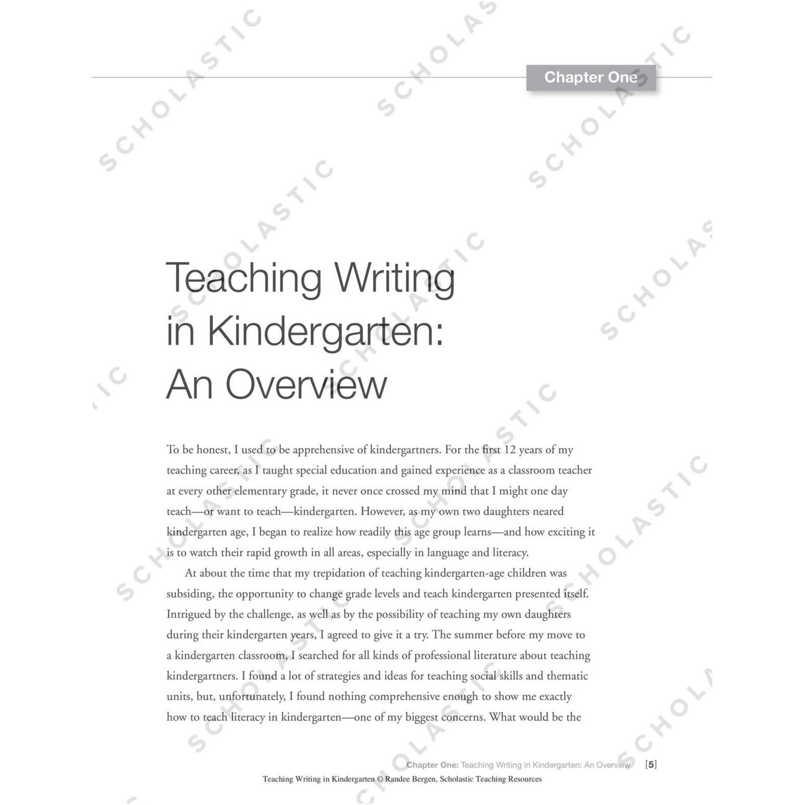 SCHOLASTIC TEACHING RESOURCES Teaching Writing in Kindergarten