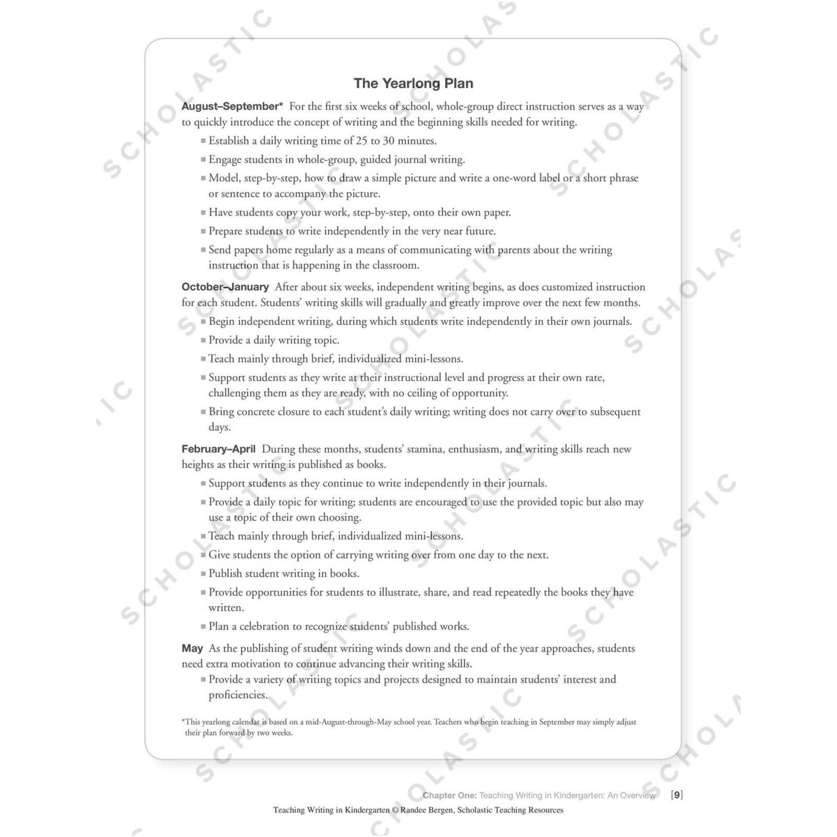 SCHOLASTIC TEACHING RESOURCES Teaching Writing in Kindergarten