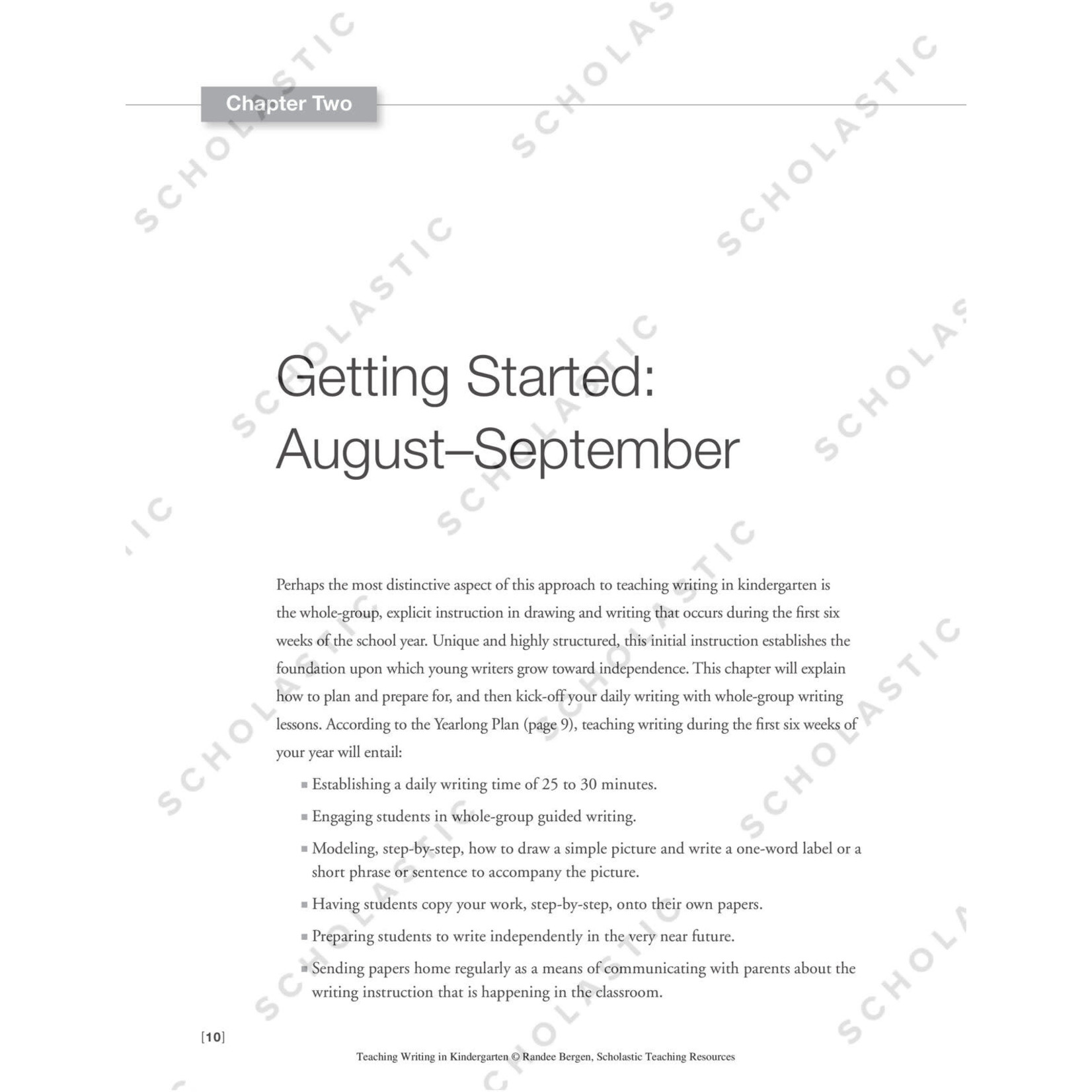 SCHOLASTIC TEACHING RESOURCES Teaching Writing in Kindergarten