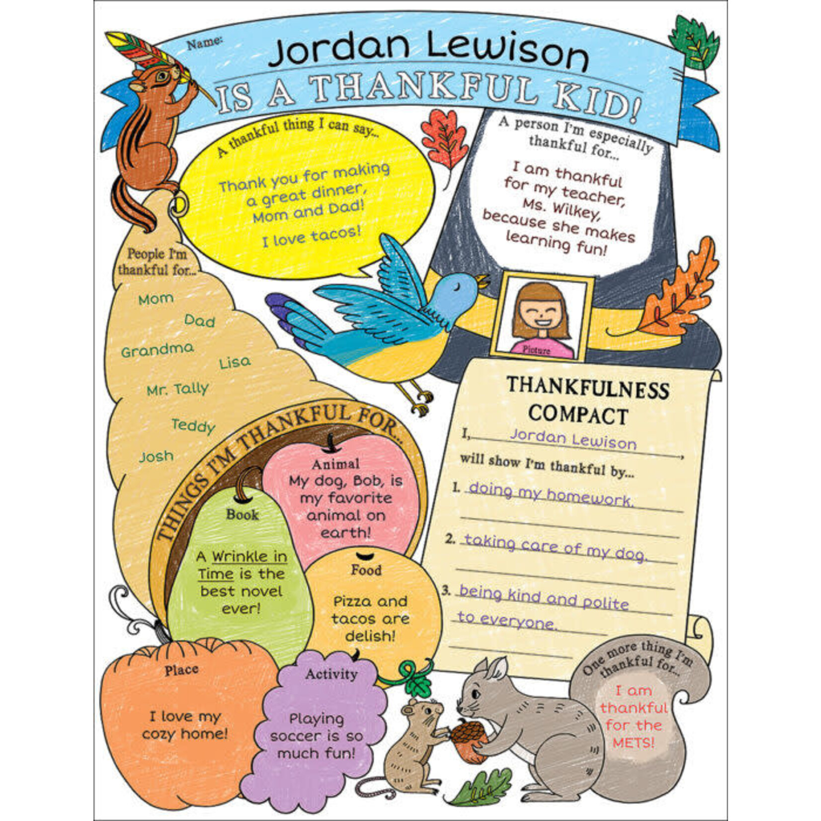 SCHOLASTIC TEACHING RESOURCES Personal Poster Set I’m a Thankful Kid! (3-6)