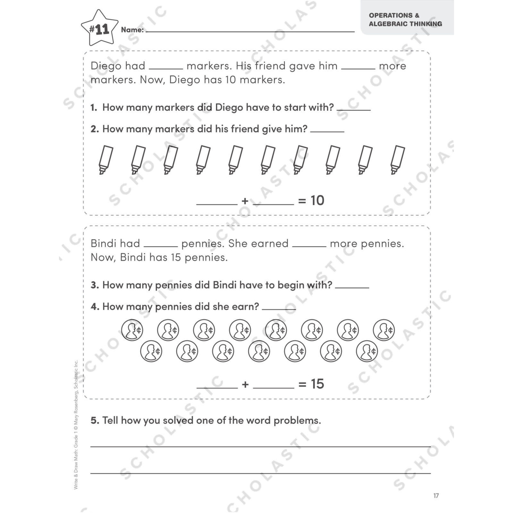 SCHOLASTIC TEACHING RESOURCES Write & Draw Math: Grade 1